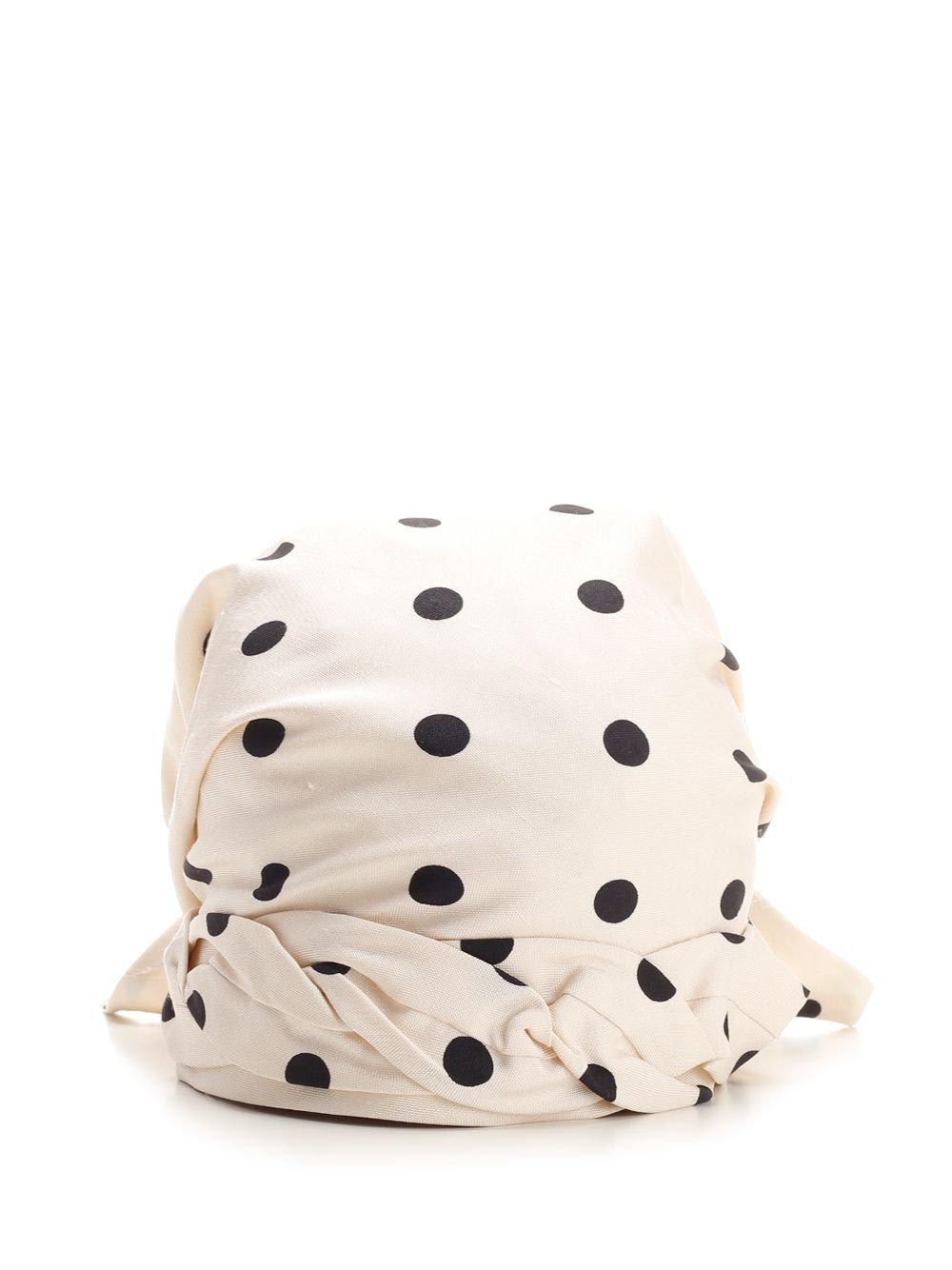 Polka Dot-printed Gathered Head Scarf