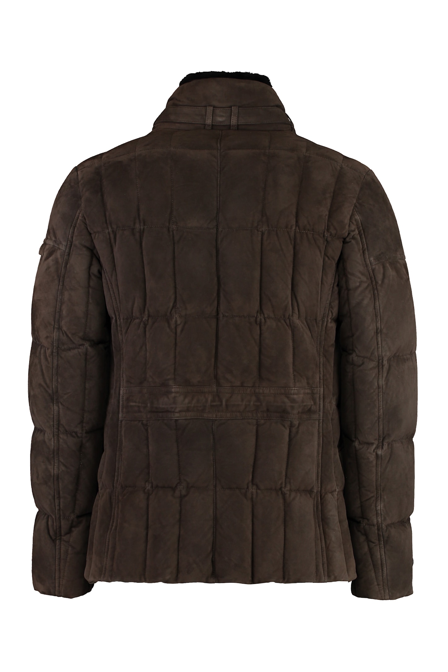 Moorer Shearling-collar Quilted Jacket In Brown