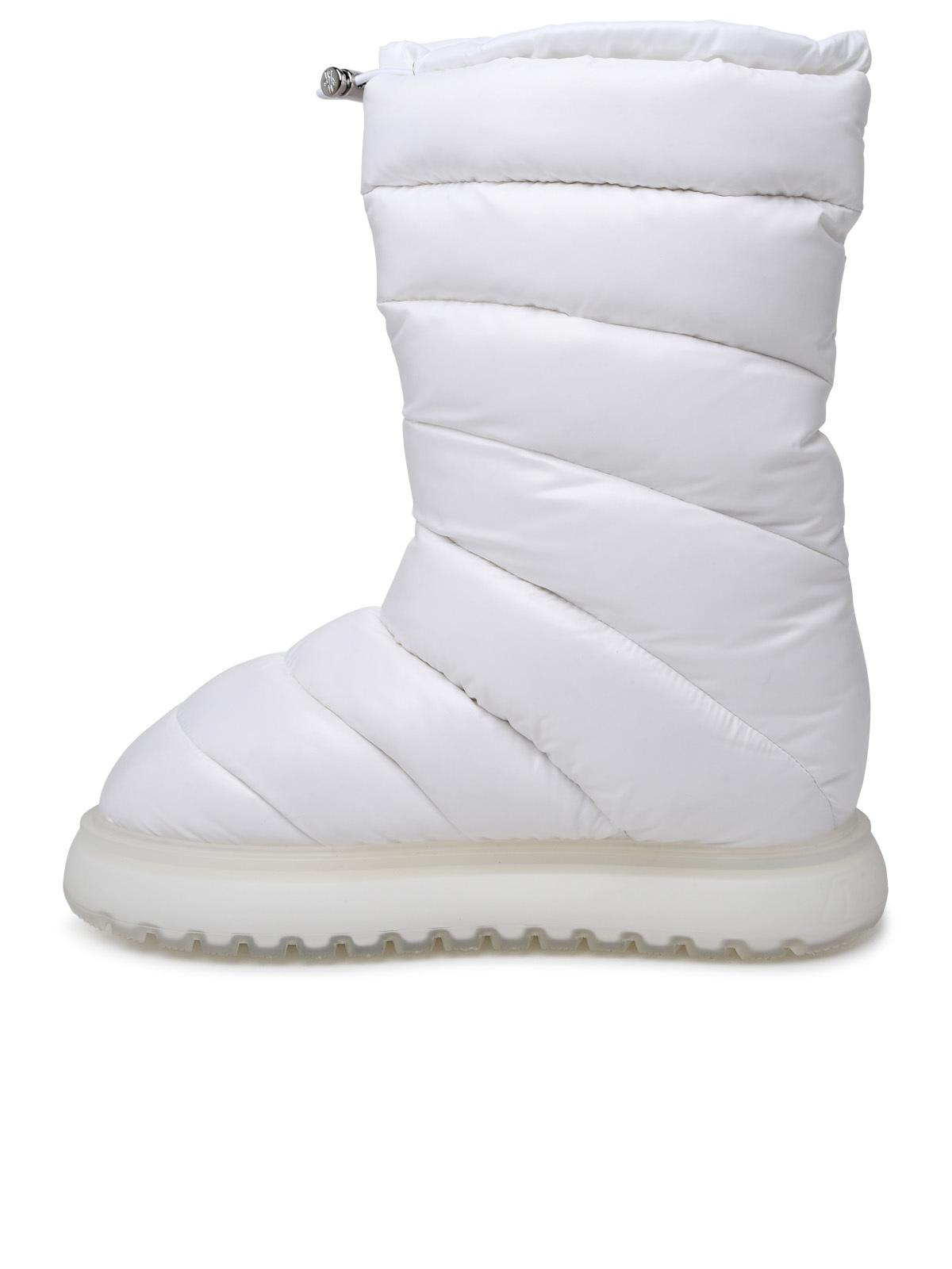 Shop Moncler Gaia Pocket Mid Boots In White Laqué Nylon