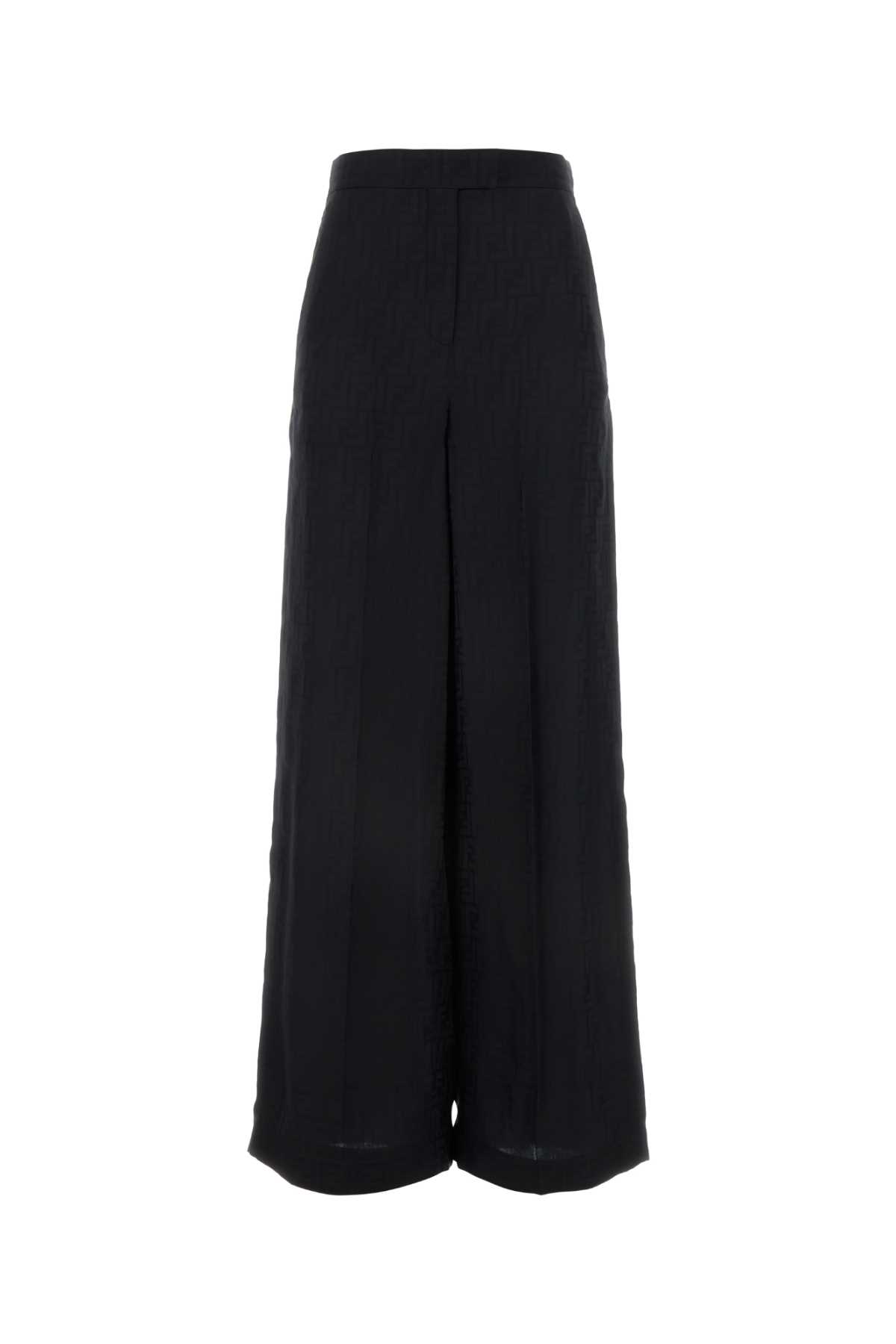 Shop Fendi Embroidered Twill Wide-leg Pant In Blk