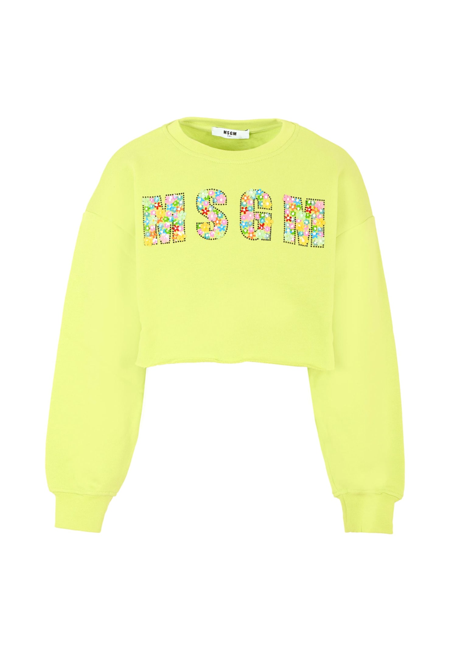 Msgm Yellow Sweatshirt For Girl With Logo In Yellow