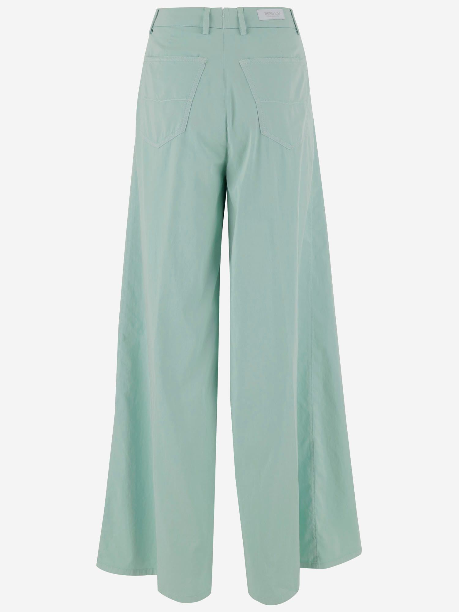 Shop Berwich Cotton And Silk Stretch Trousers In Green