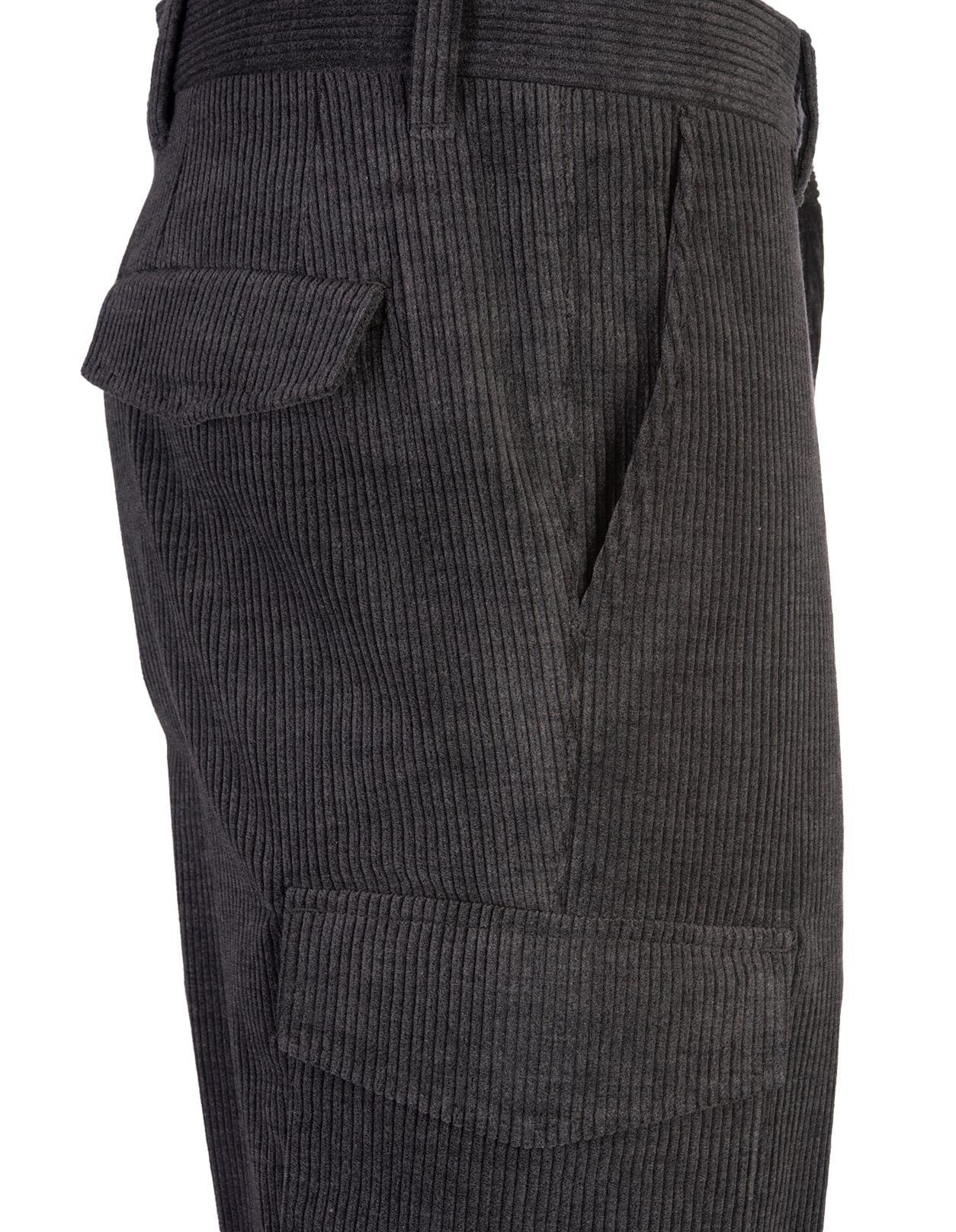 Shop Hugo Boss Anthracite Corduroy Cargo Trousers In Grey