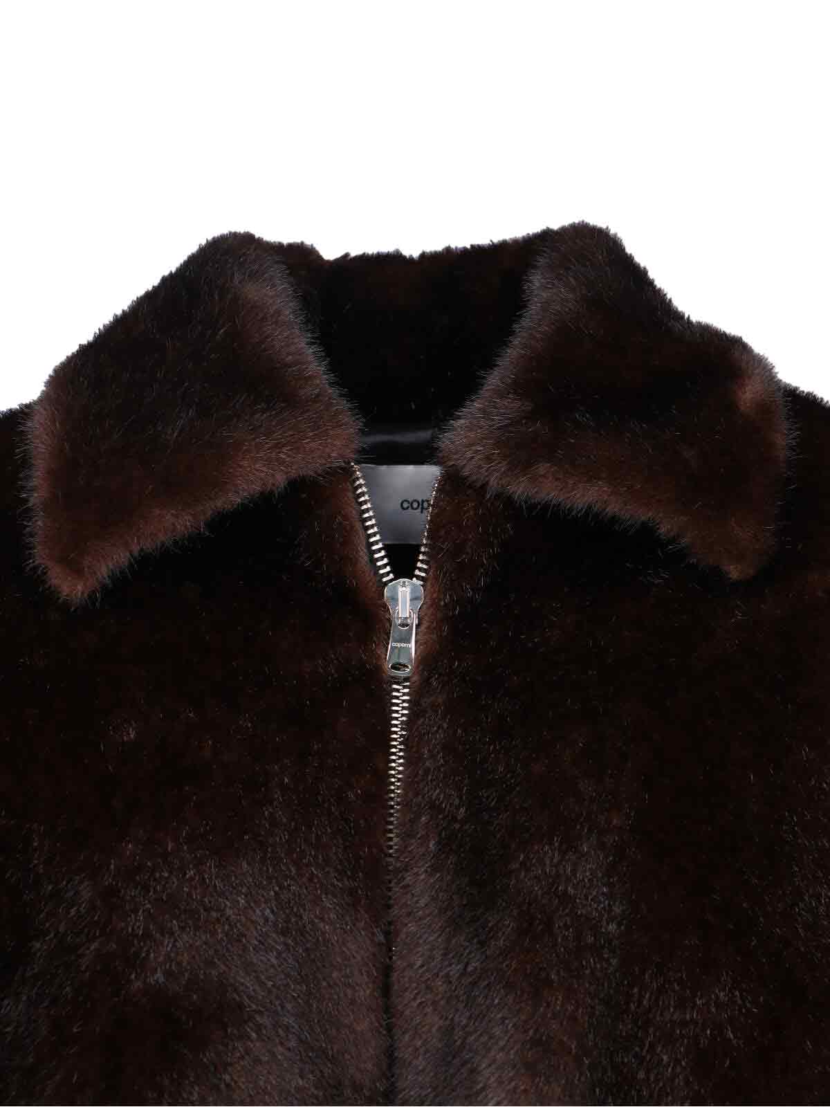 Coperni High-collar Brown Synthetic Fur Bomber Jacket In Brown