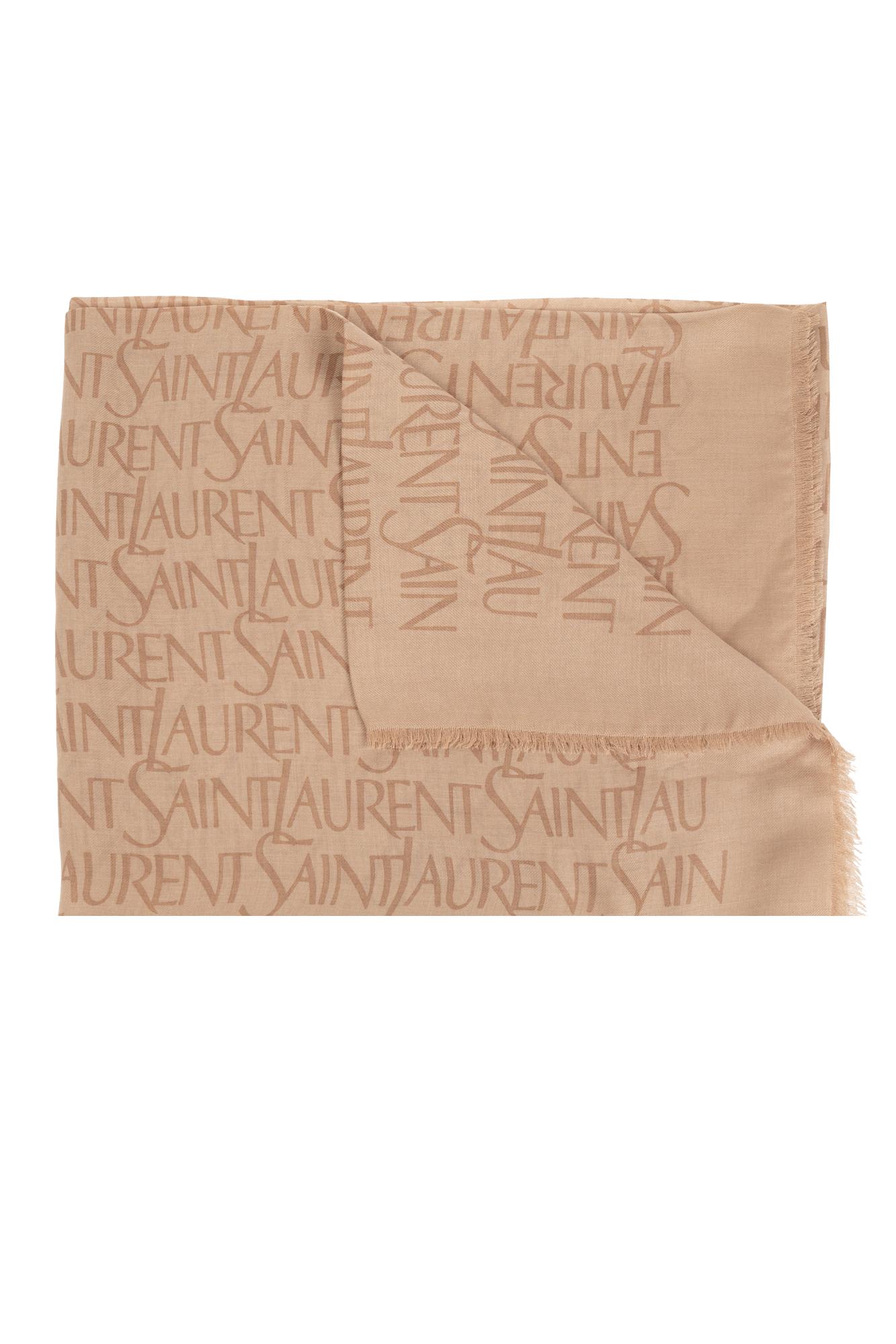 Saint Laurent Scarf With Monogram In Brown