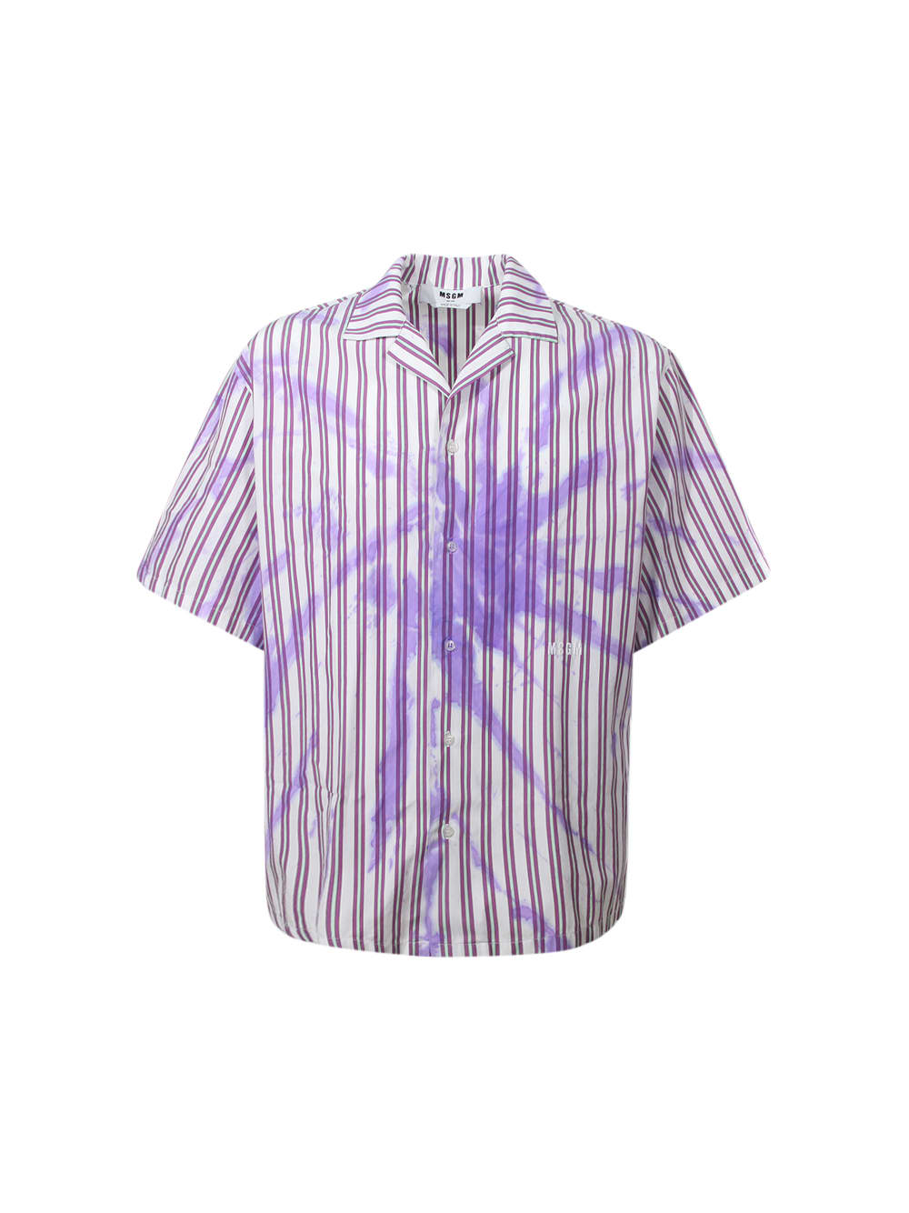 MSGM Striped Tie Dye Pattern Poplin Shirt