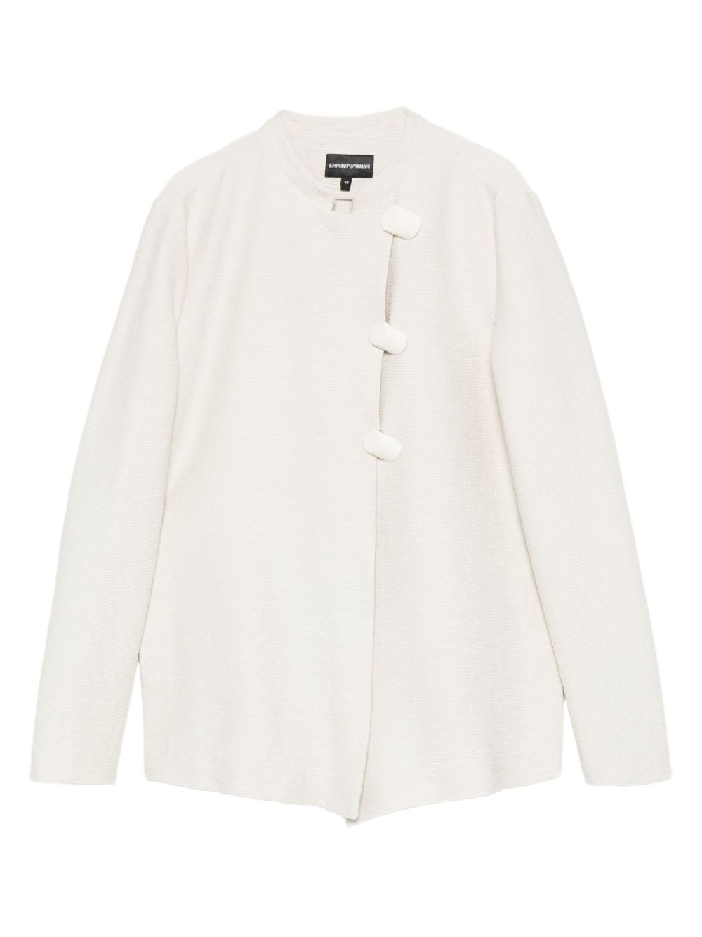 Emporio Armani Cotton Single-breasted Jacket In White