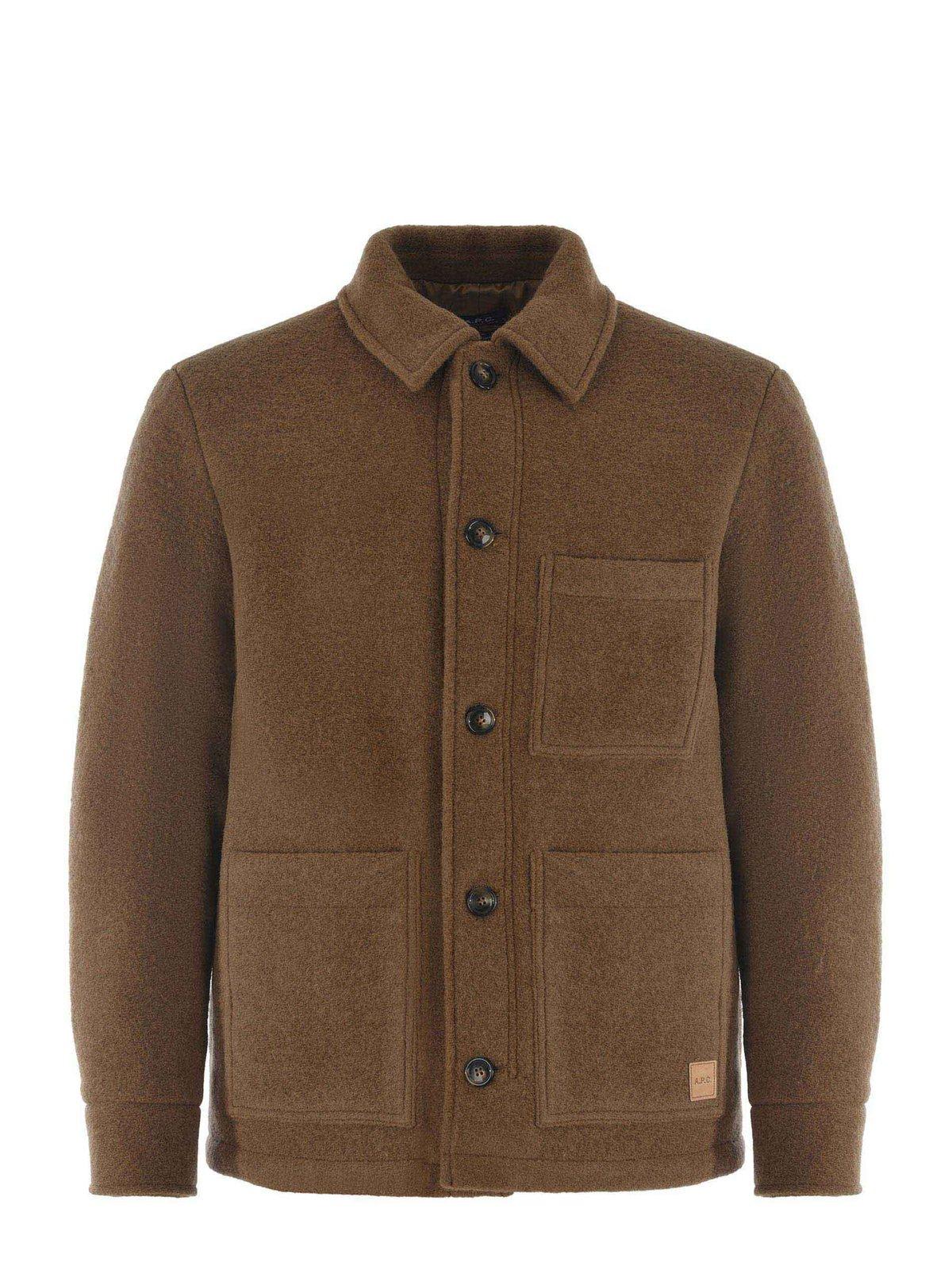 Shop Apc Emile Logo Patch Casual Jacket In Brown