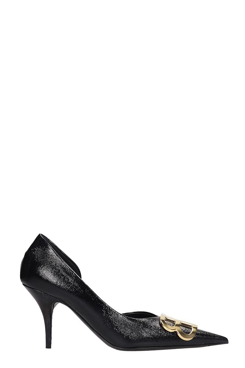 BALENCIAGA BB D ORSAY PUMPS IN BLACK LEATHER,11317607