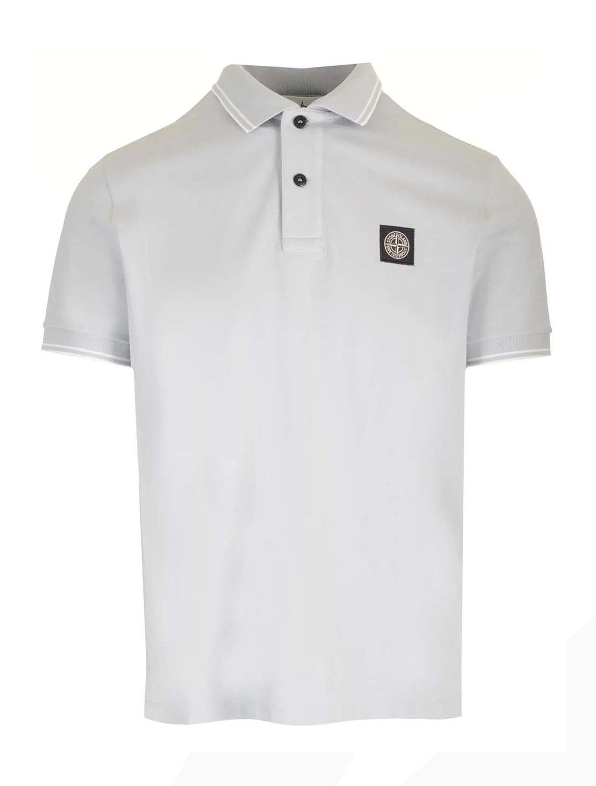 Stone Island Logo Patch Short-sleeved Polo Shirt In Multicolor