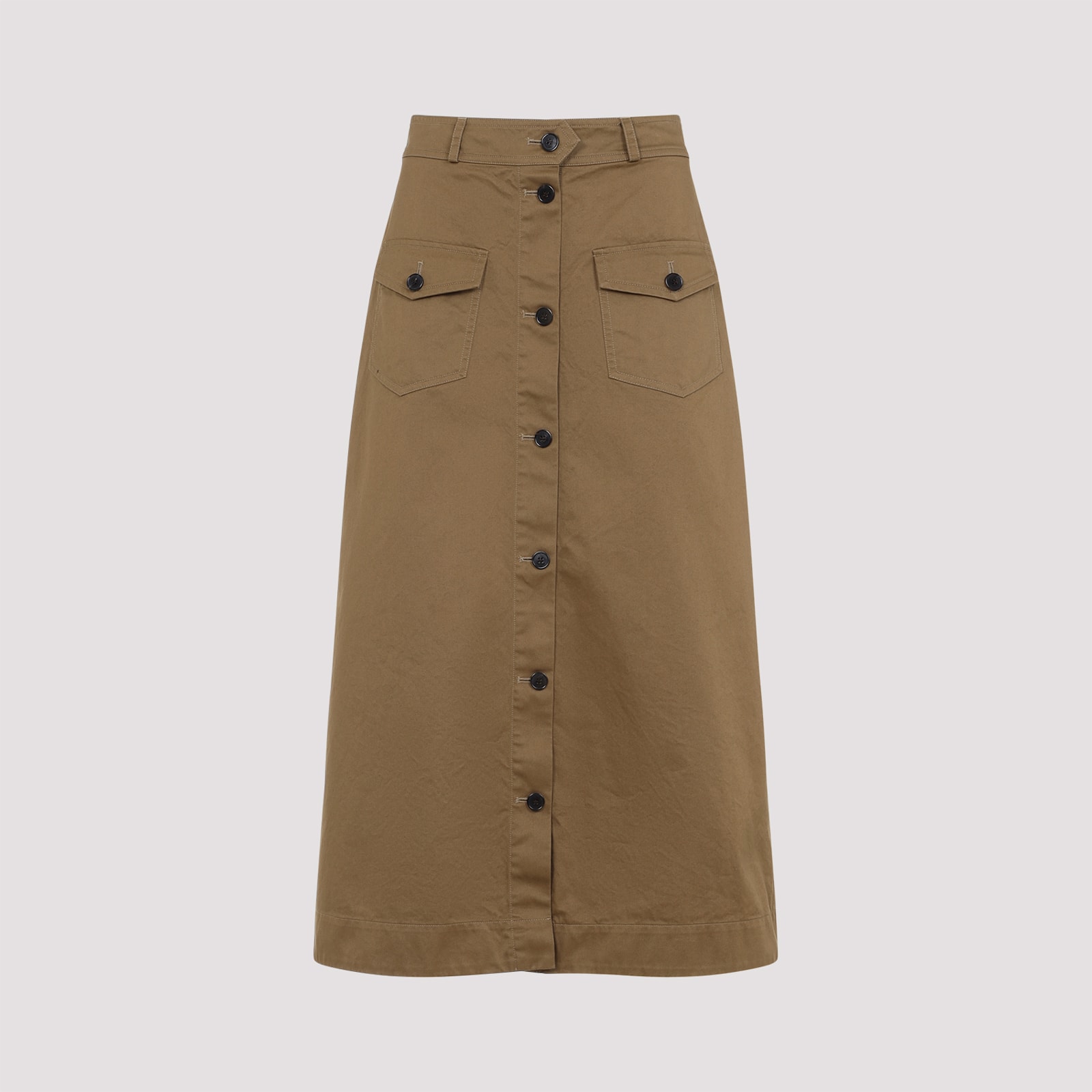 Saint Laurent Midi Skirt In Chatain