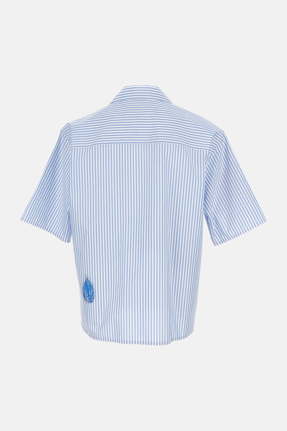 Marni Mixed Media Striped Poplin Shirt In Blue