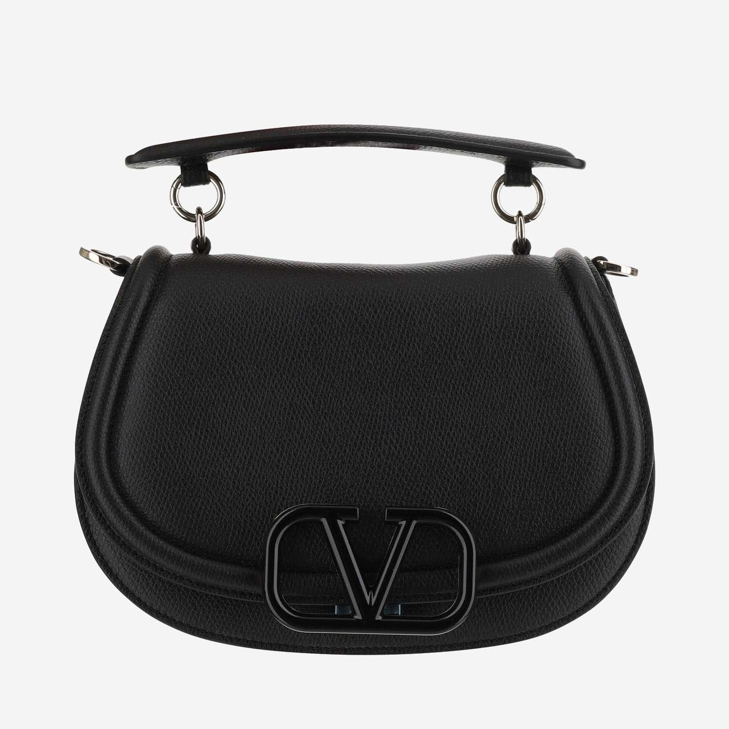 Valentino Garavani Vsling Shoulder Bag In Garnet Calfskin In Black