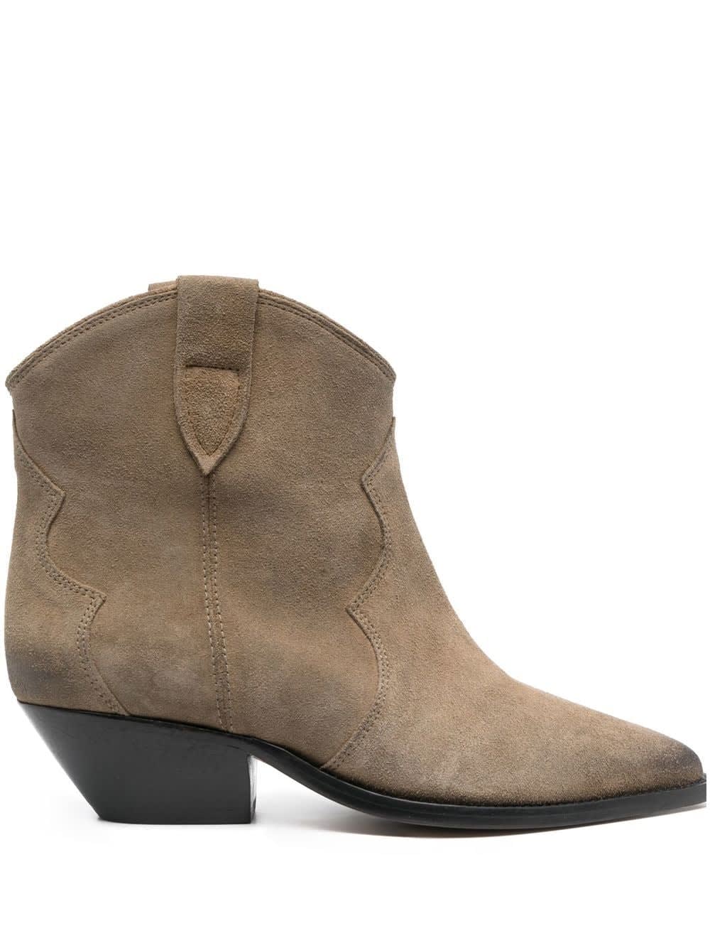 Isabel Marant Dewina Leather Boots In Gray