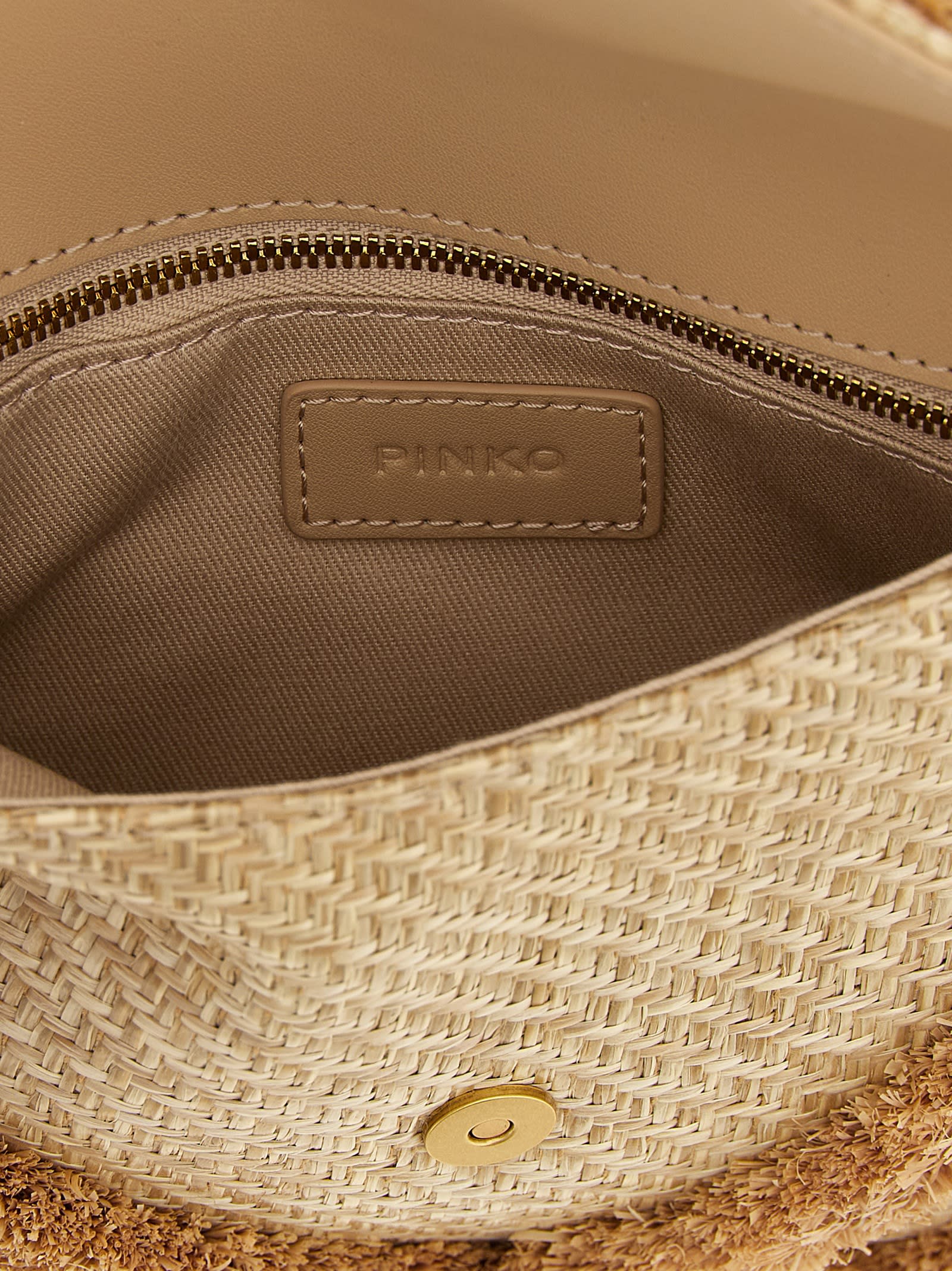 PINKO RAFFIA FLAT CLUTCH