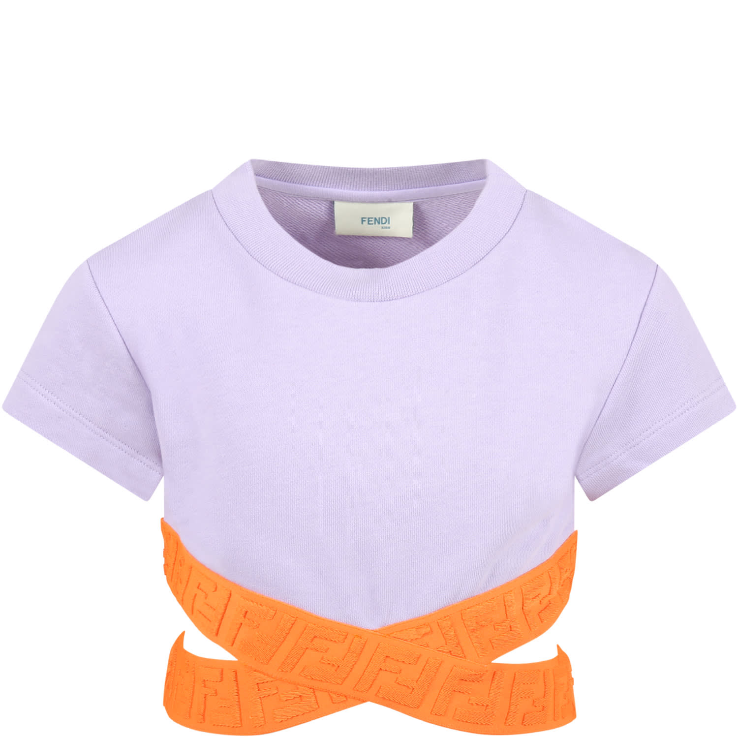 Fendi Lilac T-shirt For Girl With Double Ff