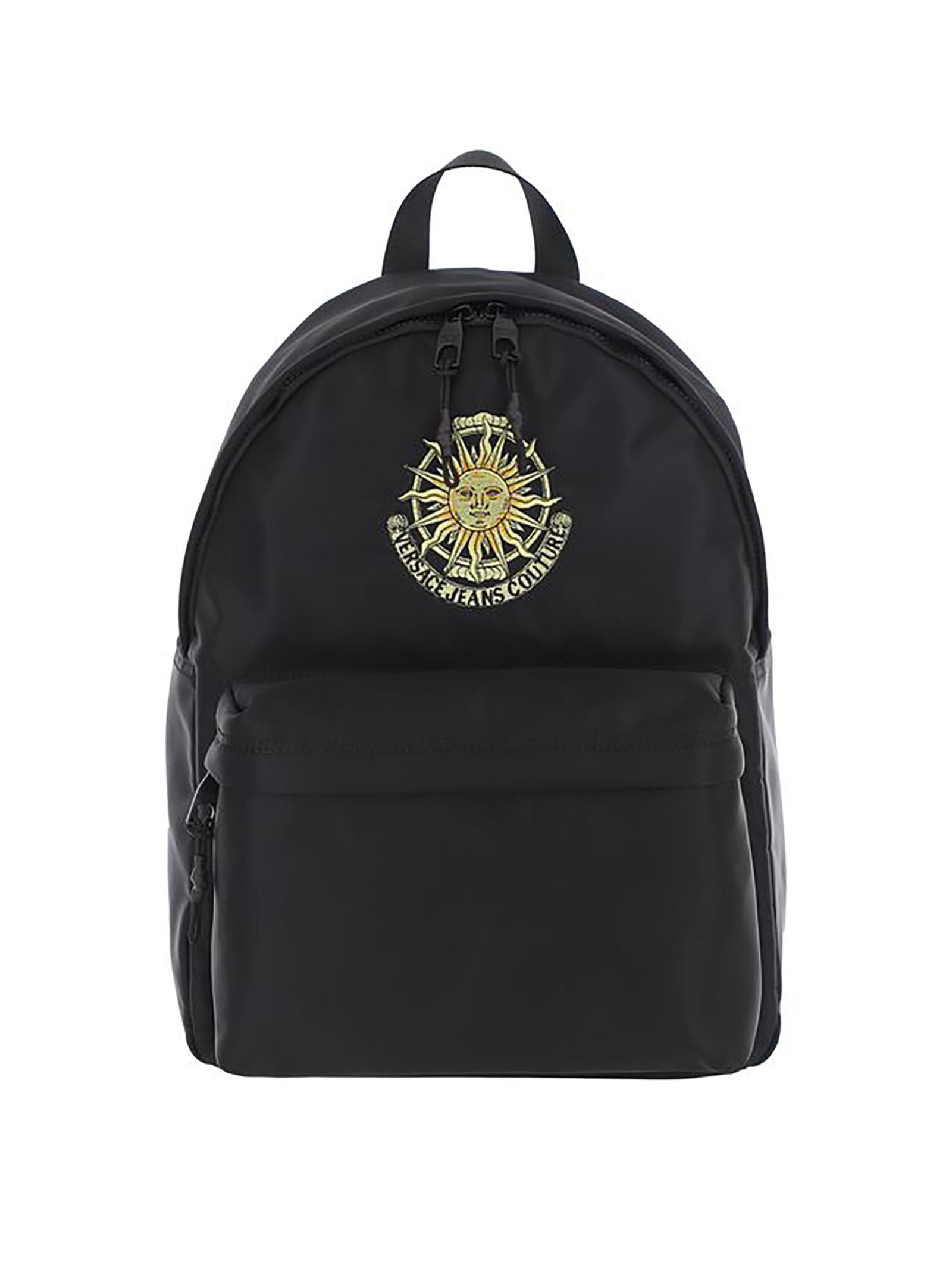 versace jeans couture fabric backpack with embroidered logo detail