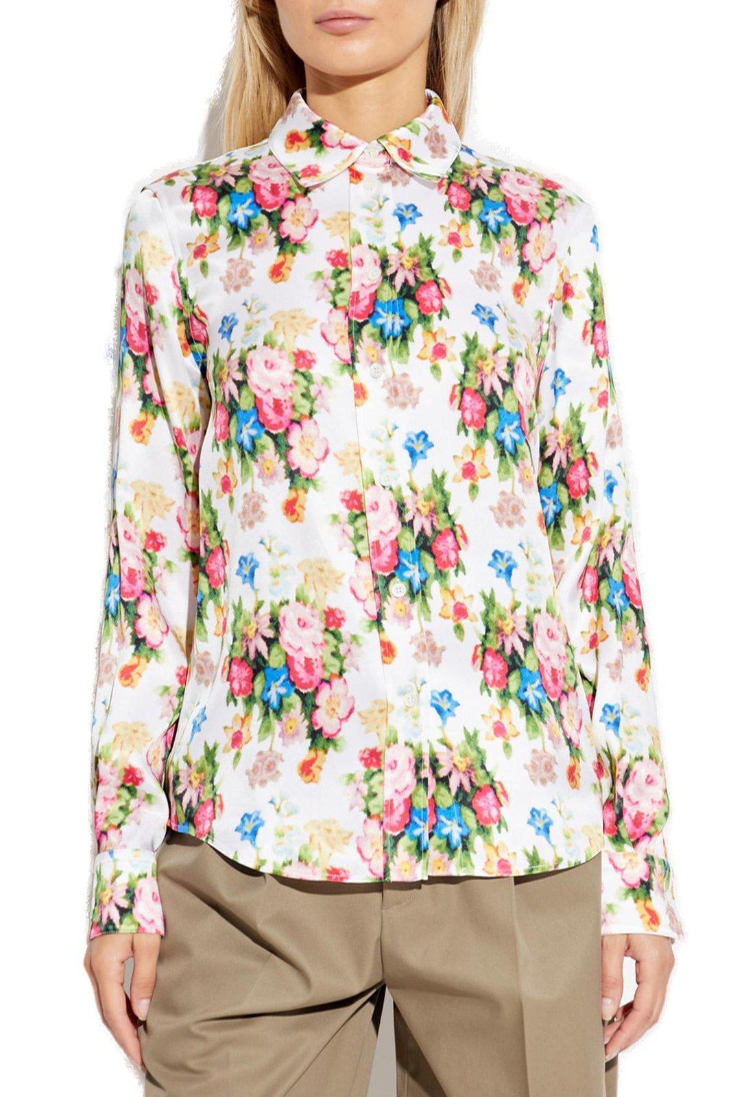 Shop Loewe Floral-printed Button-up Shirt In Multicolour