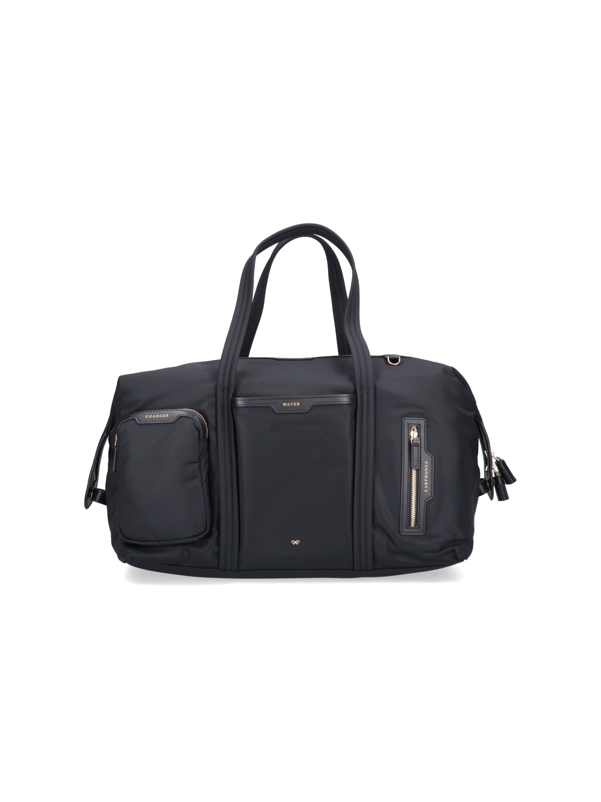 Anya Hindmarch Sleek Black Tote Bag With Gold Accents In Blue