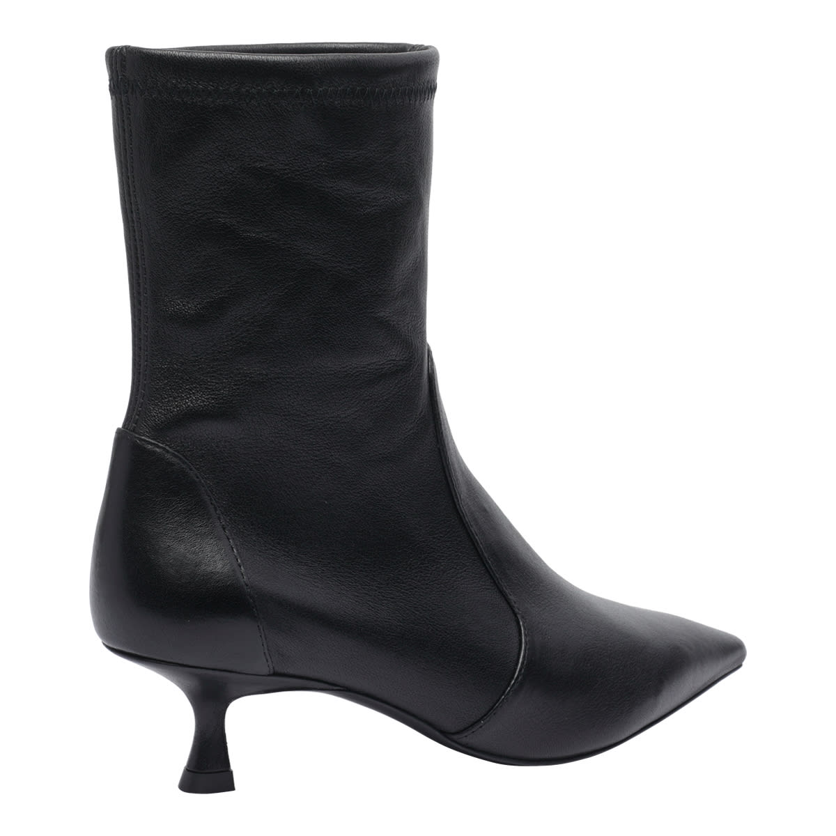 Stuart Weitzman Leather Ankle Boots Kitten Heel In Black