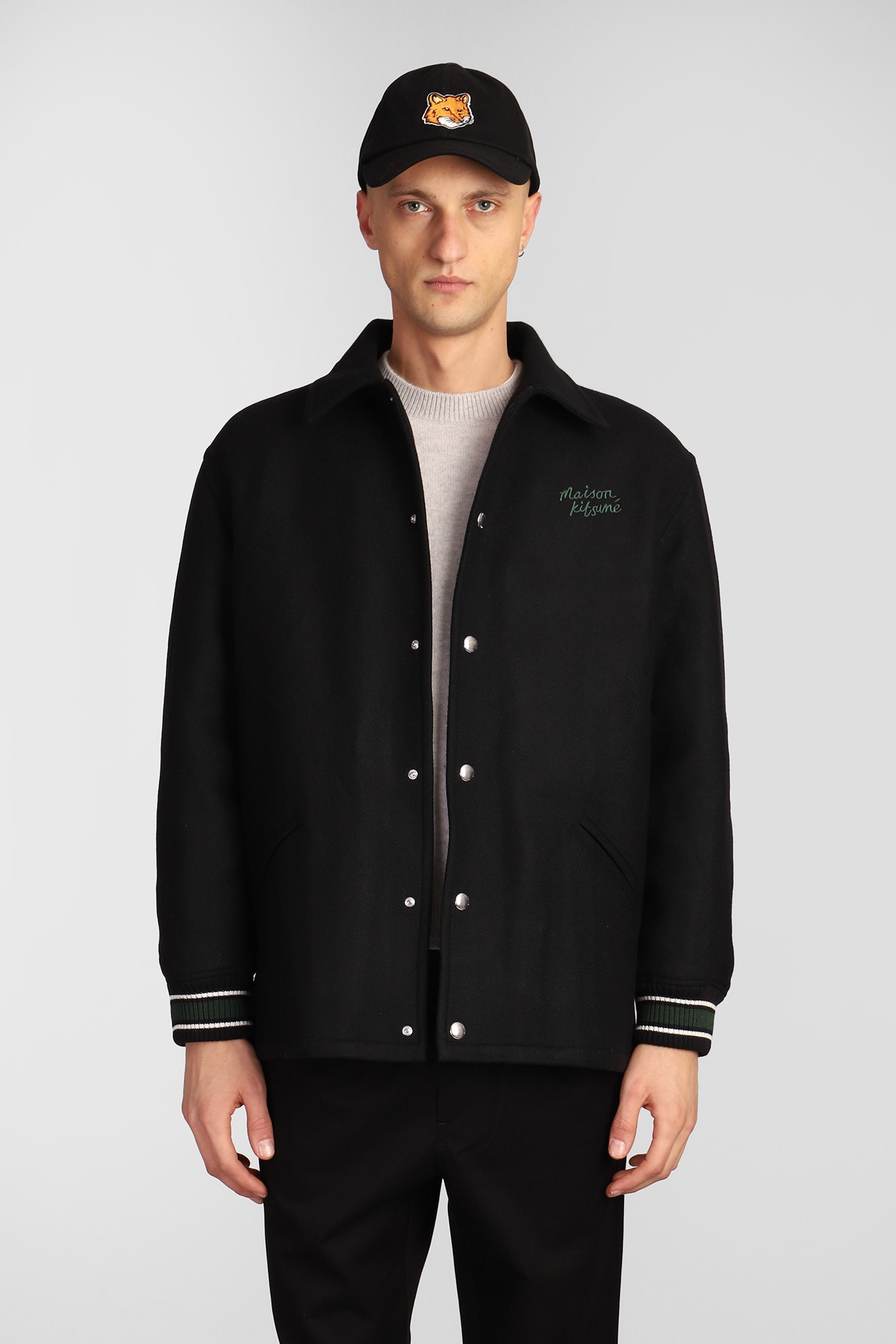 Maison Kitsuné Casual Jacket In Black Wool