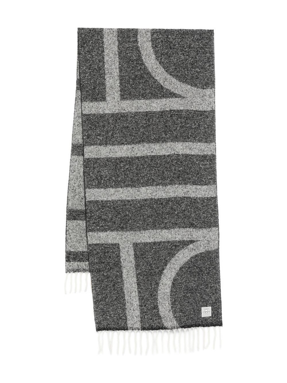 Totême Toteme Monogram Wool Scarf In Gray