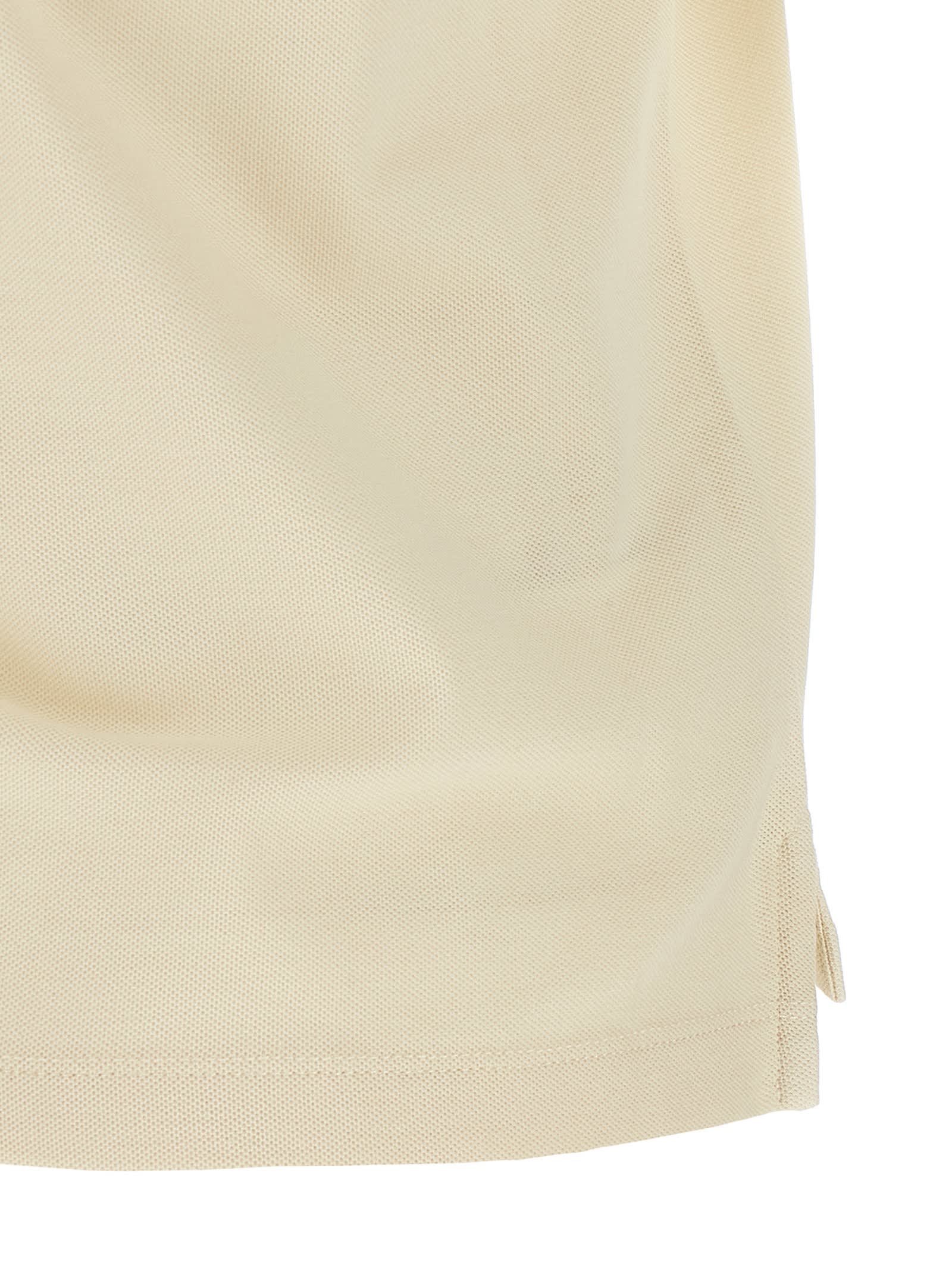 Moncler White Piquet Logo Patch Polo Shirt In Neutral