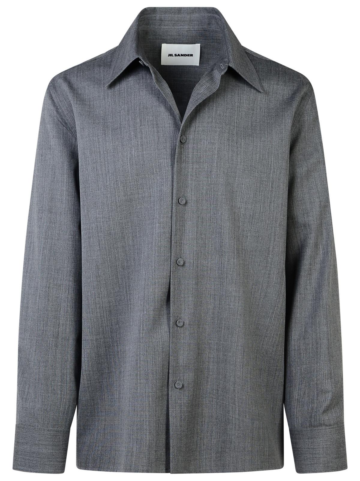 Shop Jil Sander Grey Wool Shirt