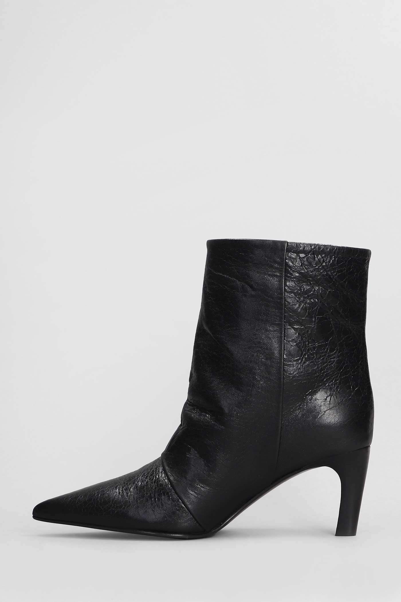 Shop Lella Baldi High Heels Ankle Boots In Black Leather