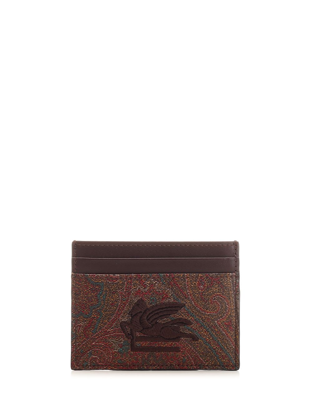 Shop Etro Pegaso Card Case In Bordeaux