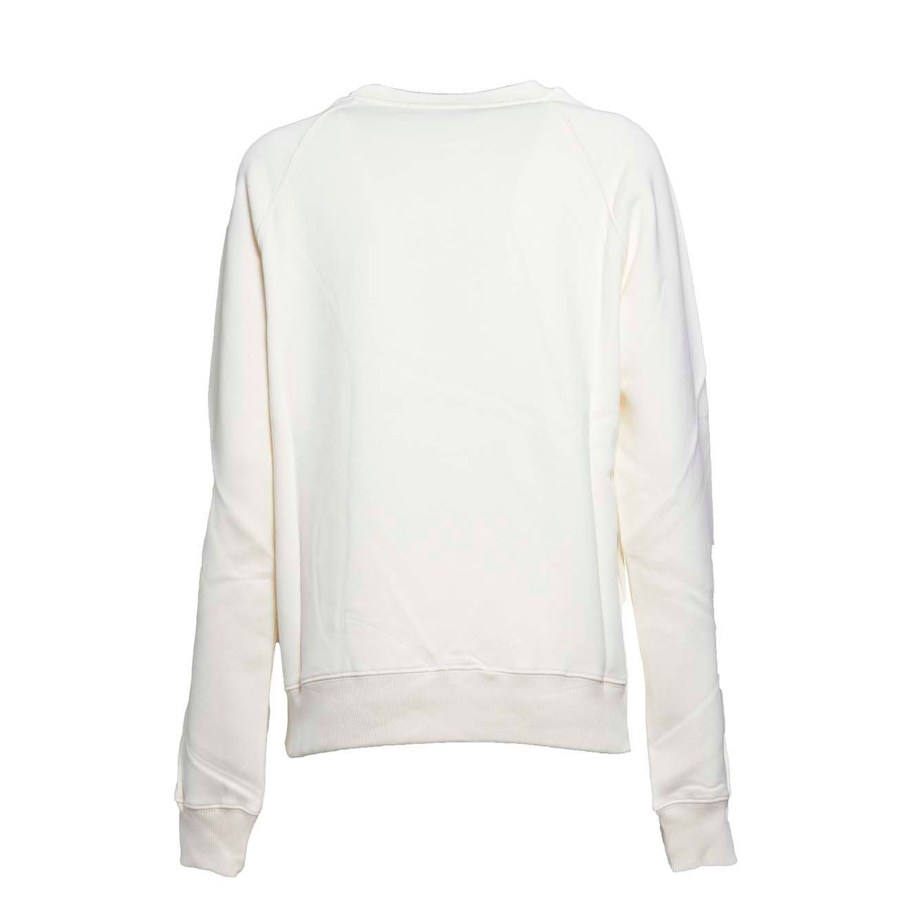 Shop Msgm Logo Printed Ribbed Sweatshirt In Panna