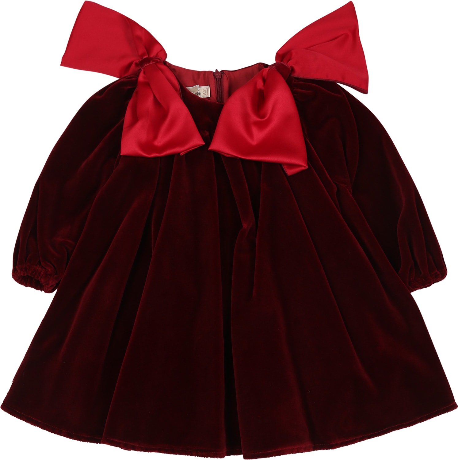 LA STUPENDERIA BURGUNDY DRESS FOR BABY GIRL WITH BOW