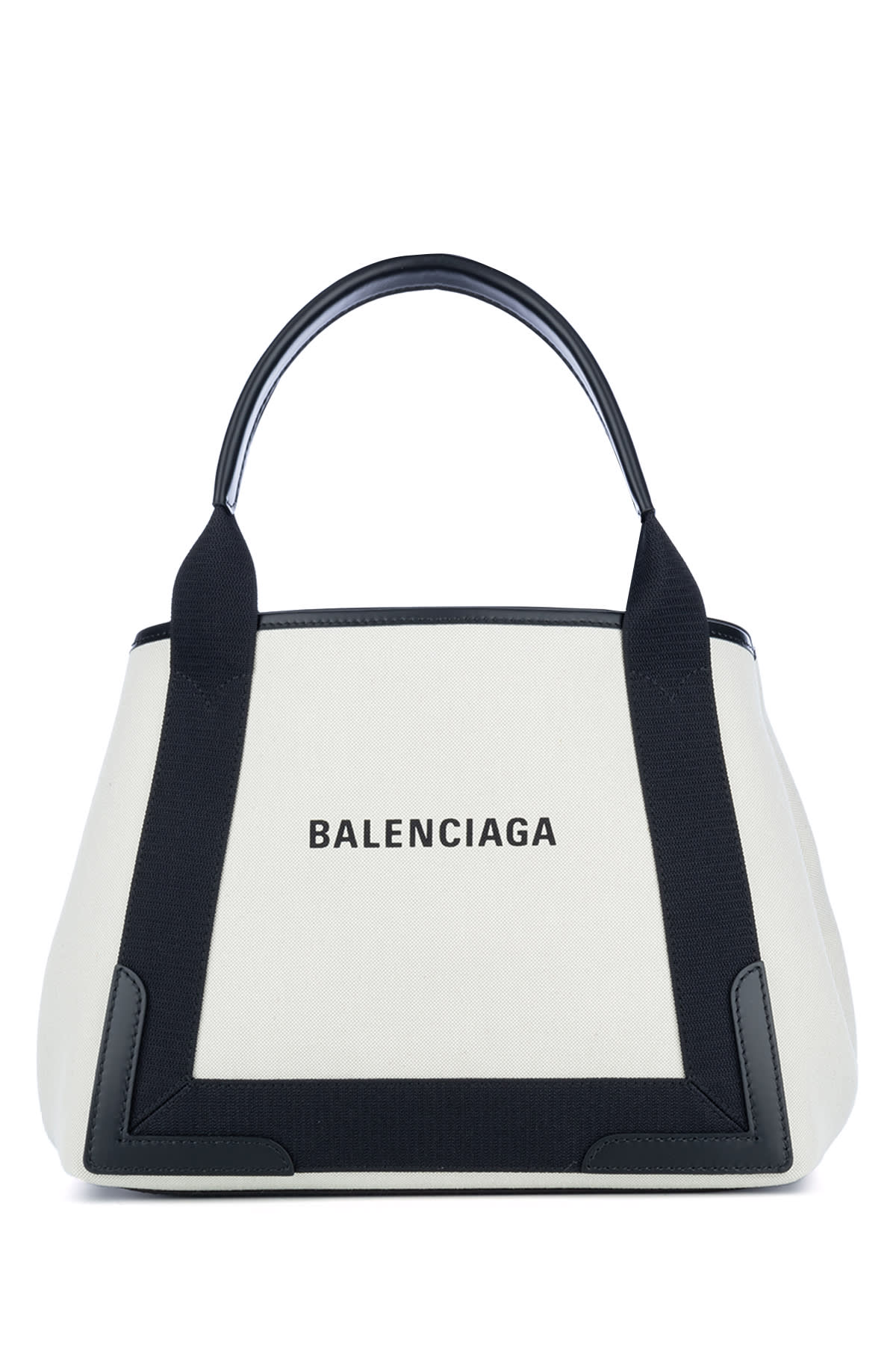 Shop Balenciaga Navy Cabas S In Natural/ Black