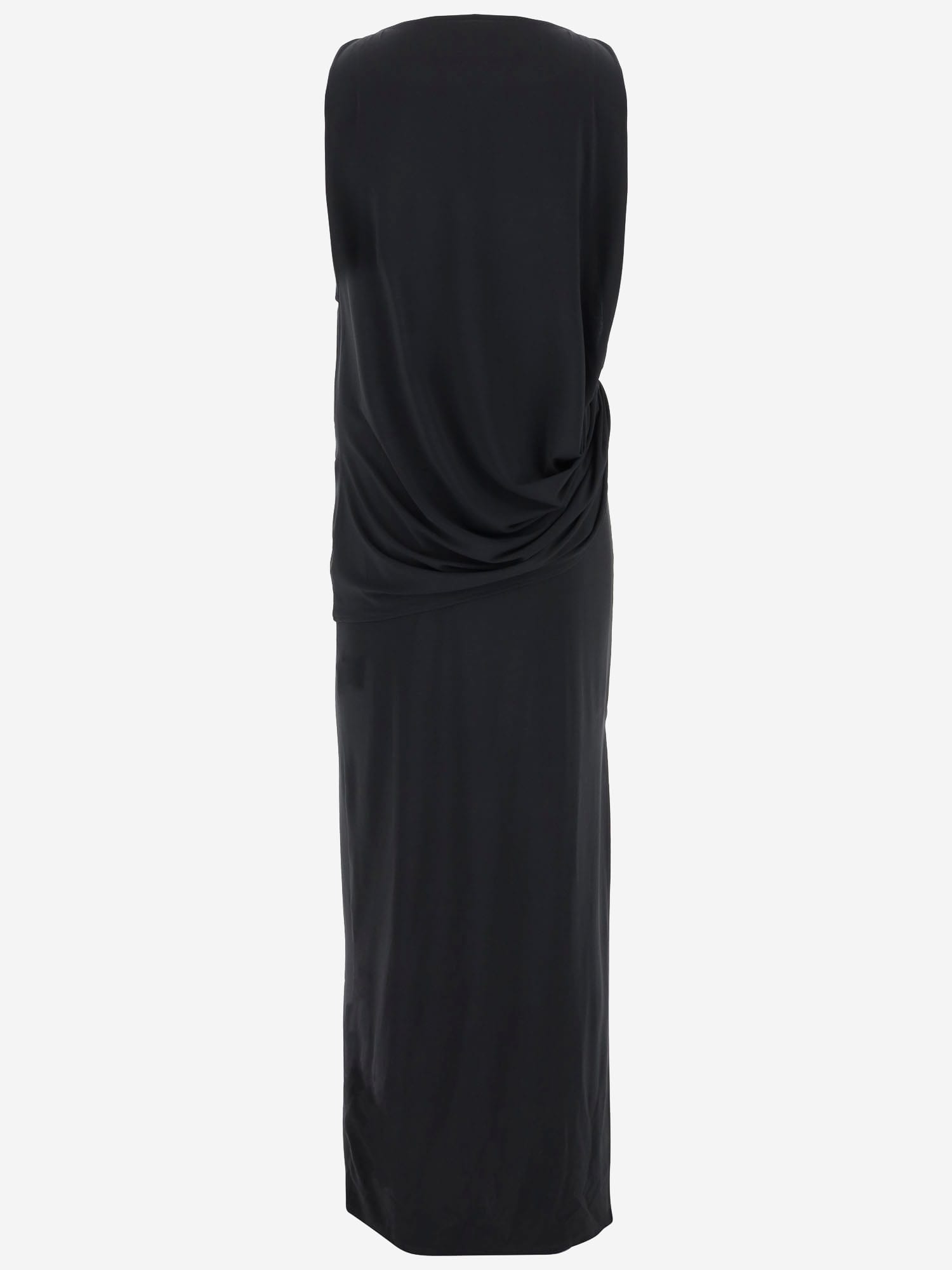 Jacquemus La Robe Peplo Black Long Dress With Square Neck And Cut-out Detail On The Side In Viscose Blend Woma In Black