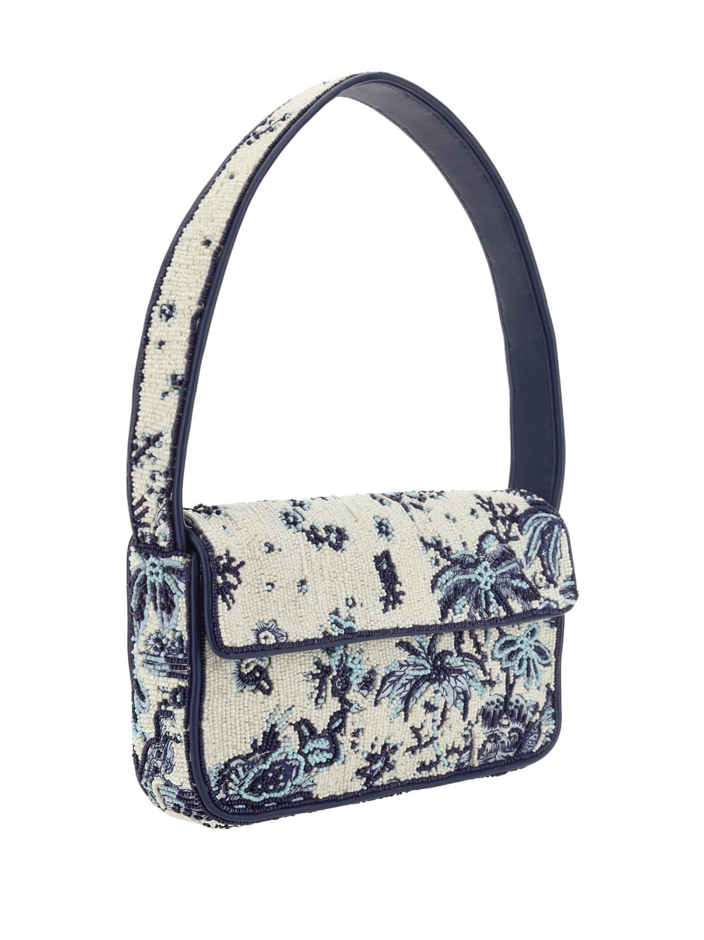 Staud Tommy Beaded Embroidered Faux Leather Shoulder Bag