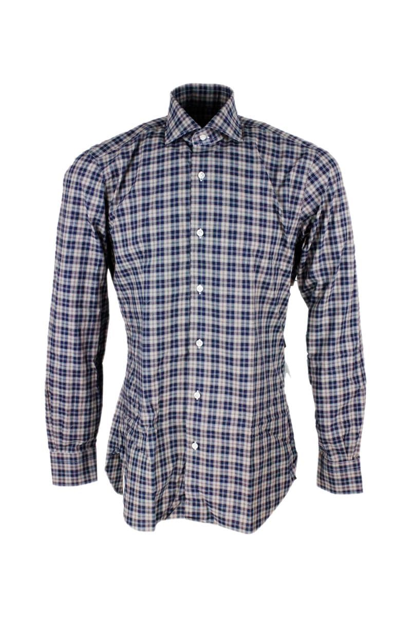 Barba Napoli Cult Shirt With Two-tone Checked Pattern