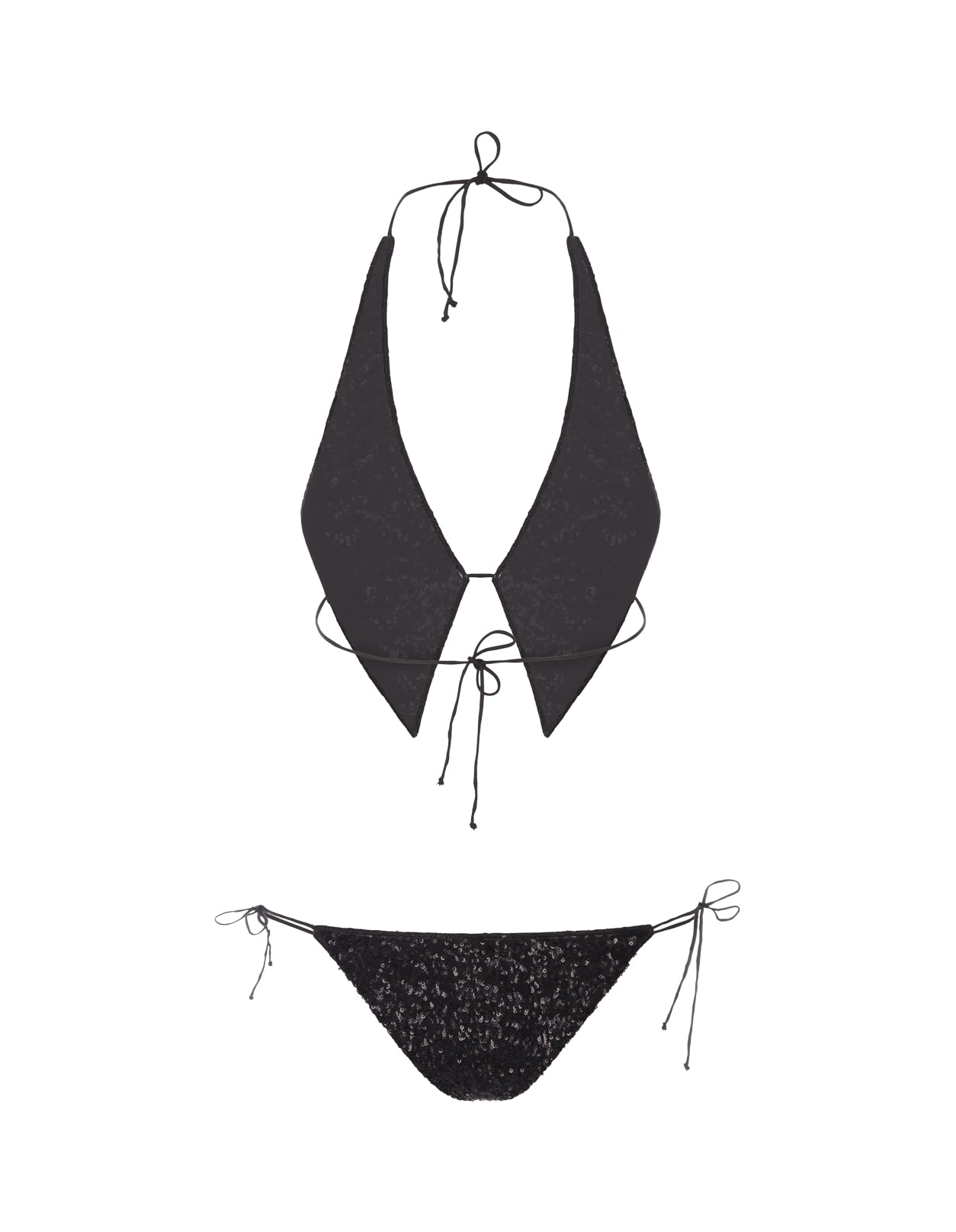 OSEREE BLACK PAILLETTES TIE BIKINI 