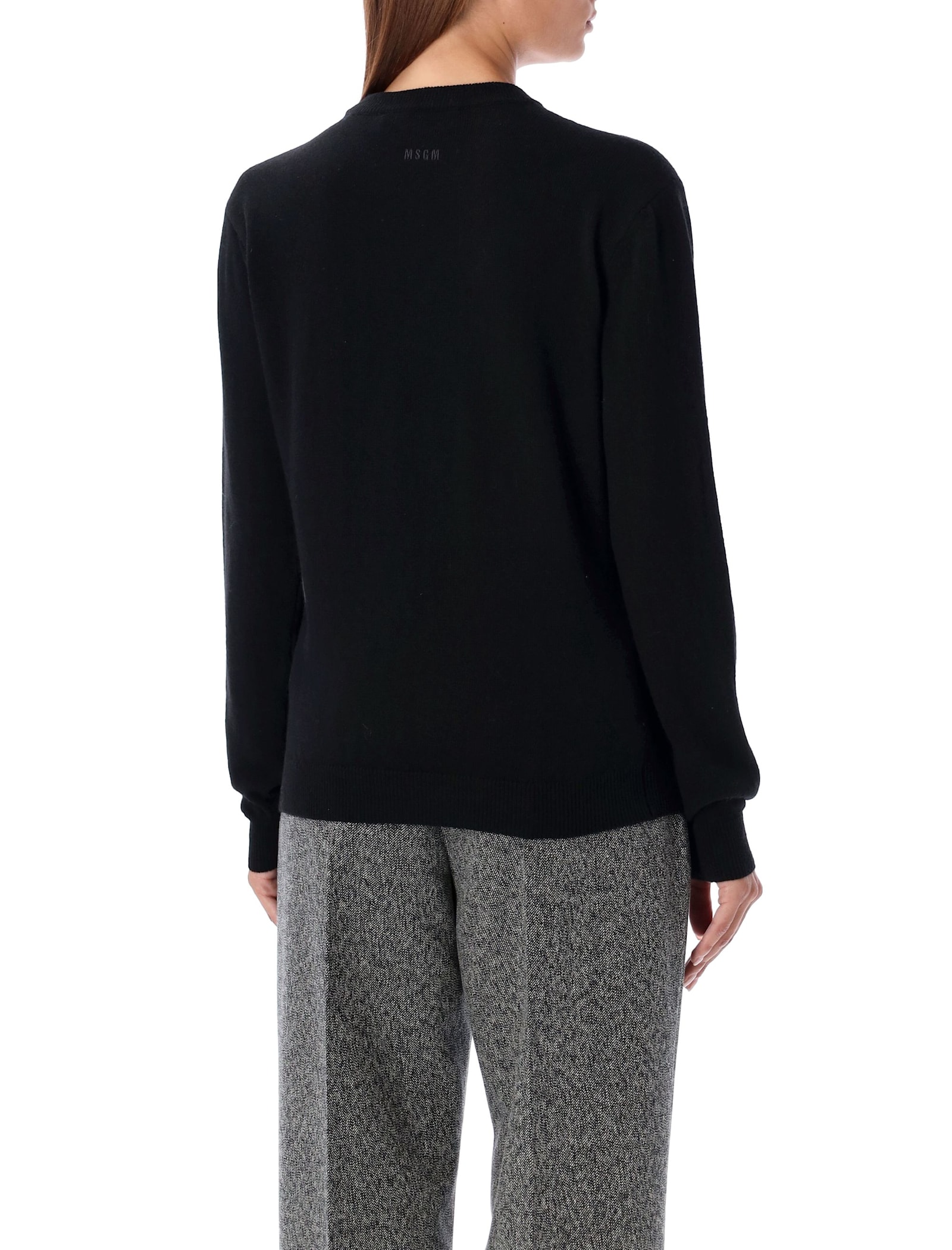 Shop Msgm Crystal Swan Sweater In Black