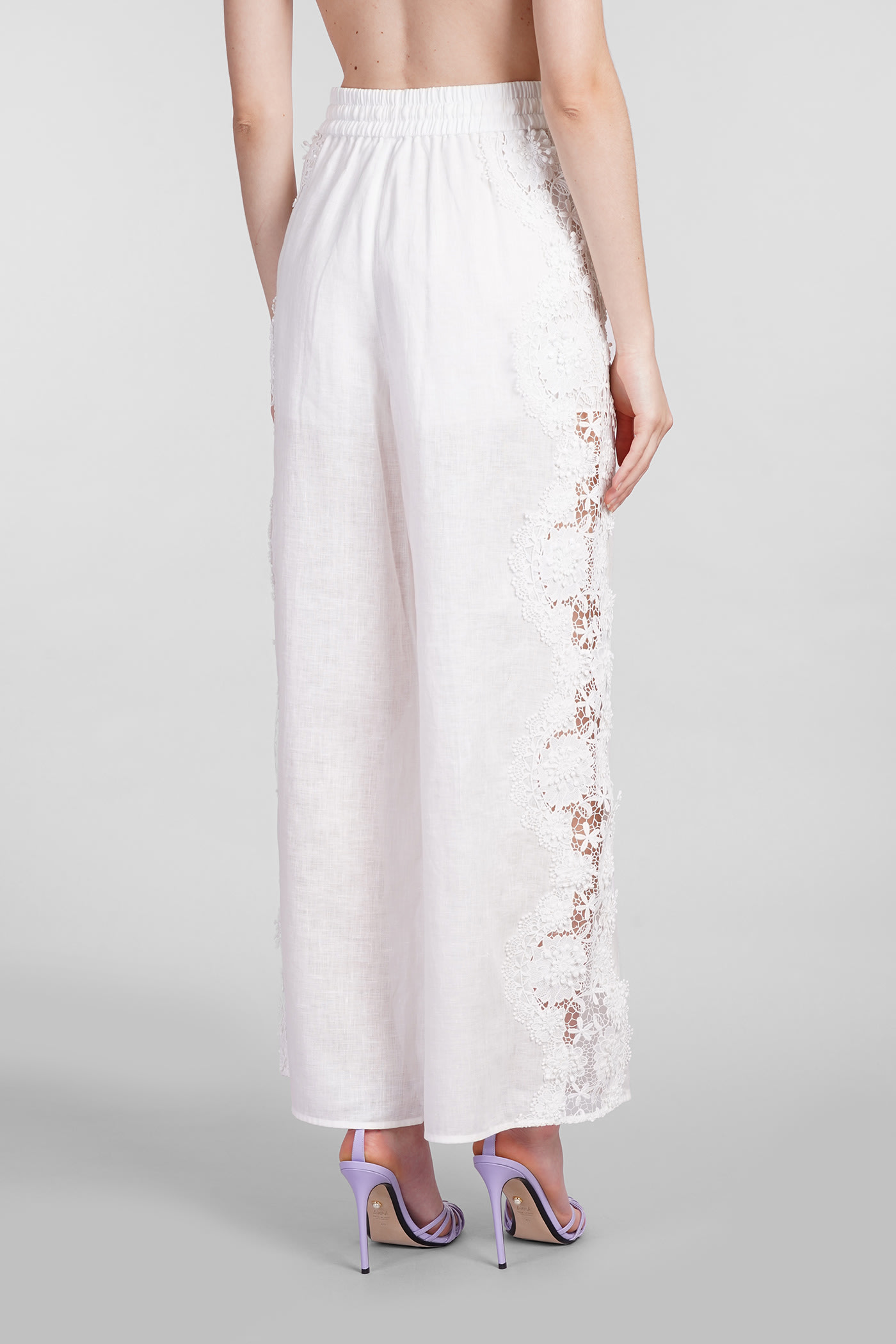 Shop Zimmermann Pants In White Linen