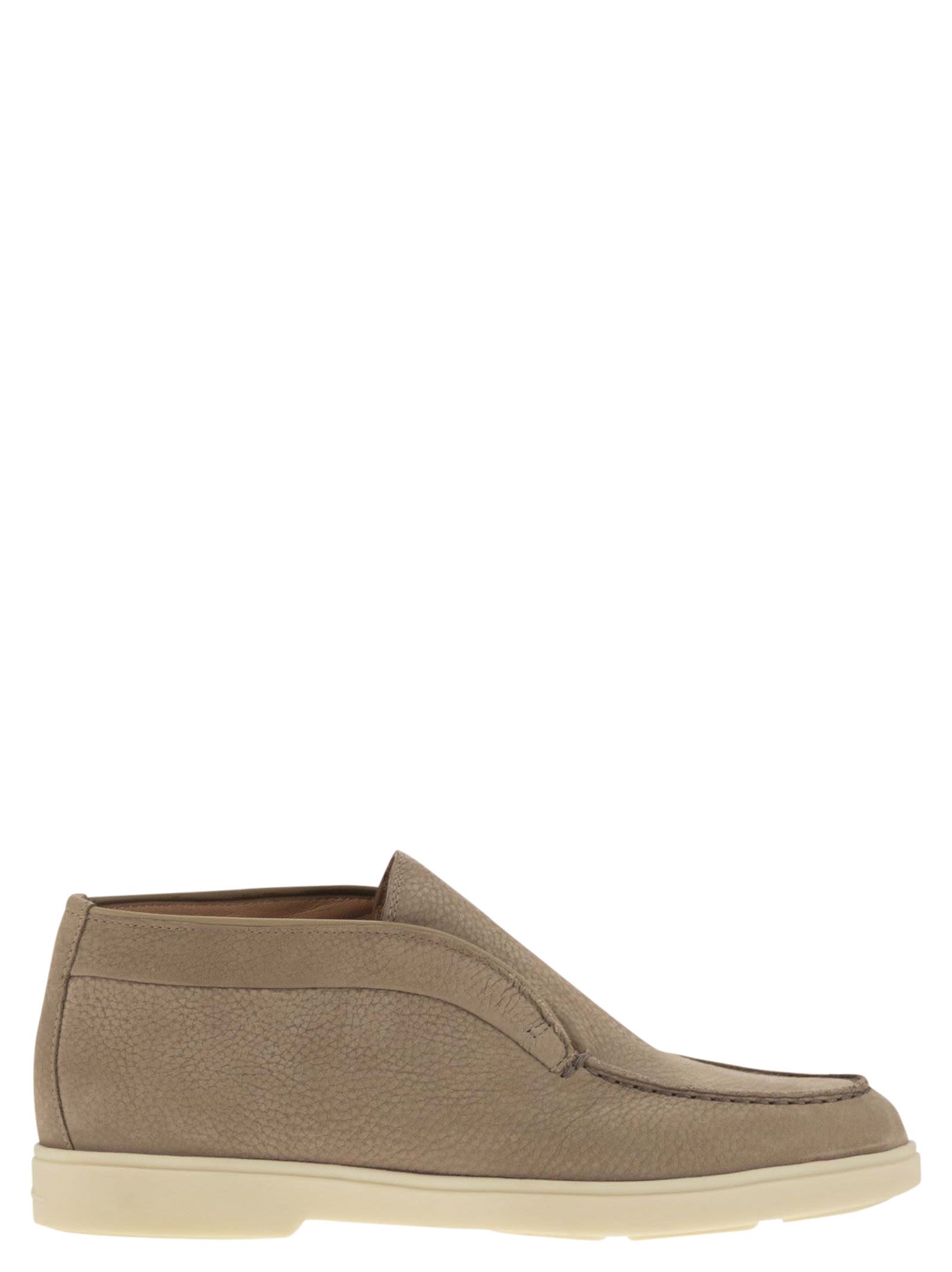 Shop Santoni Desert Boot In Nubuck In Beige