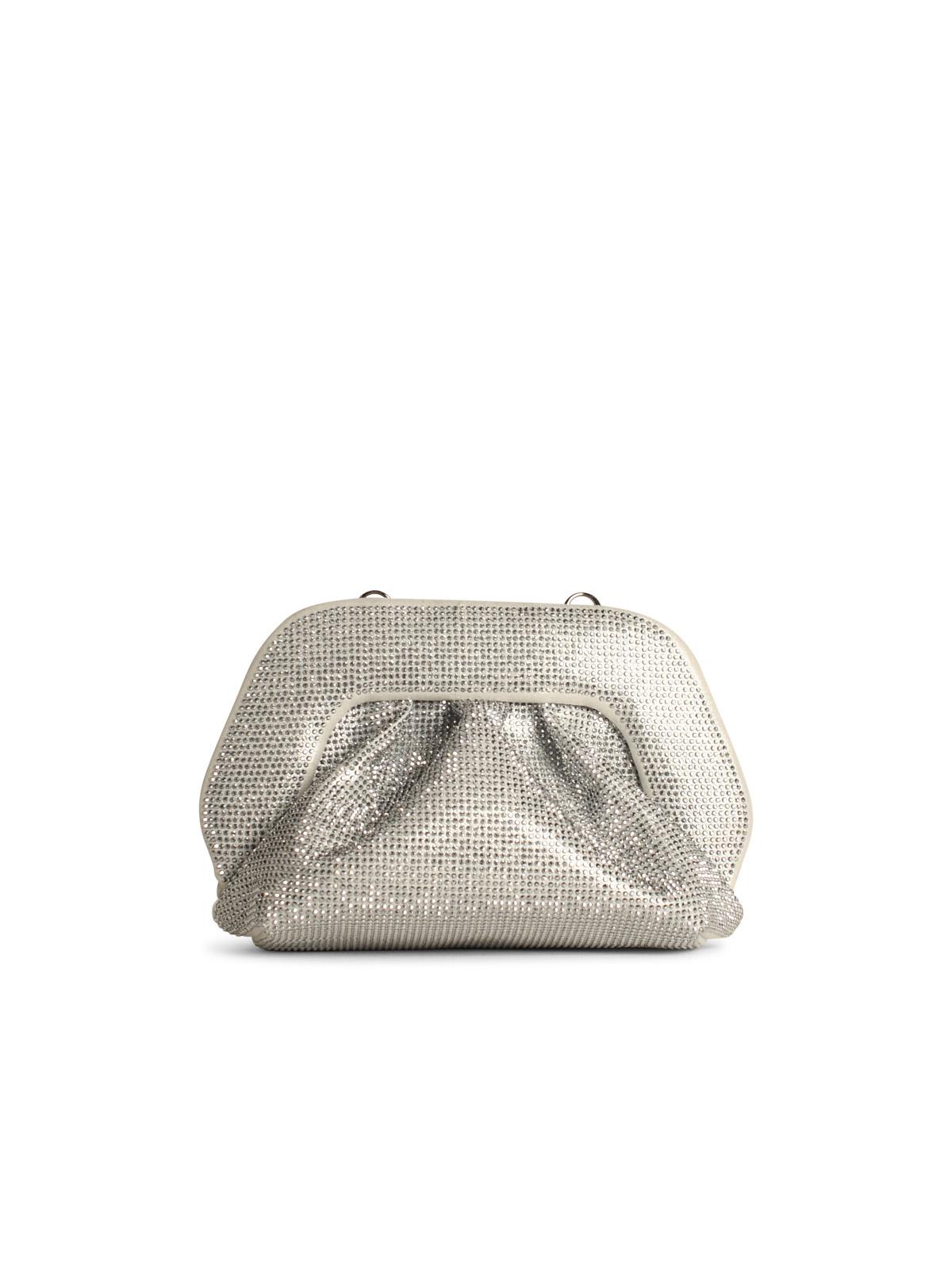 Shop Themoirè Gea Strass Silver Vegan Leather Bag