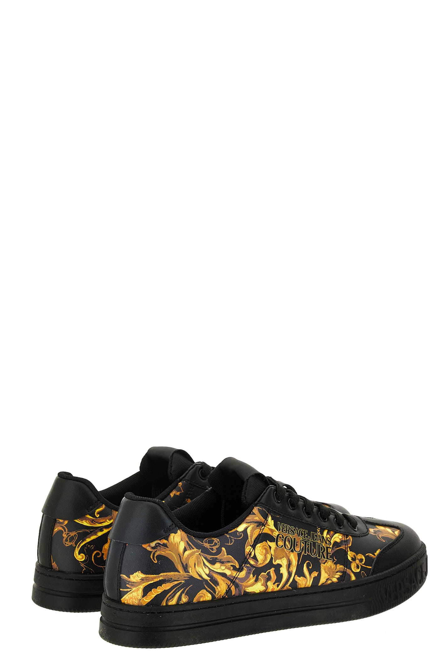 Versace Jeans Couture Baroque-print Sneakers In Black