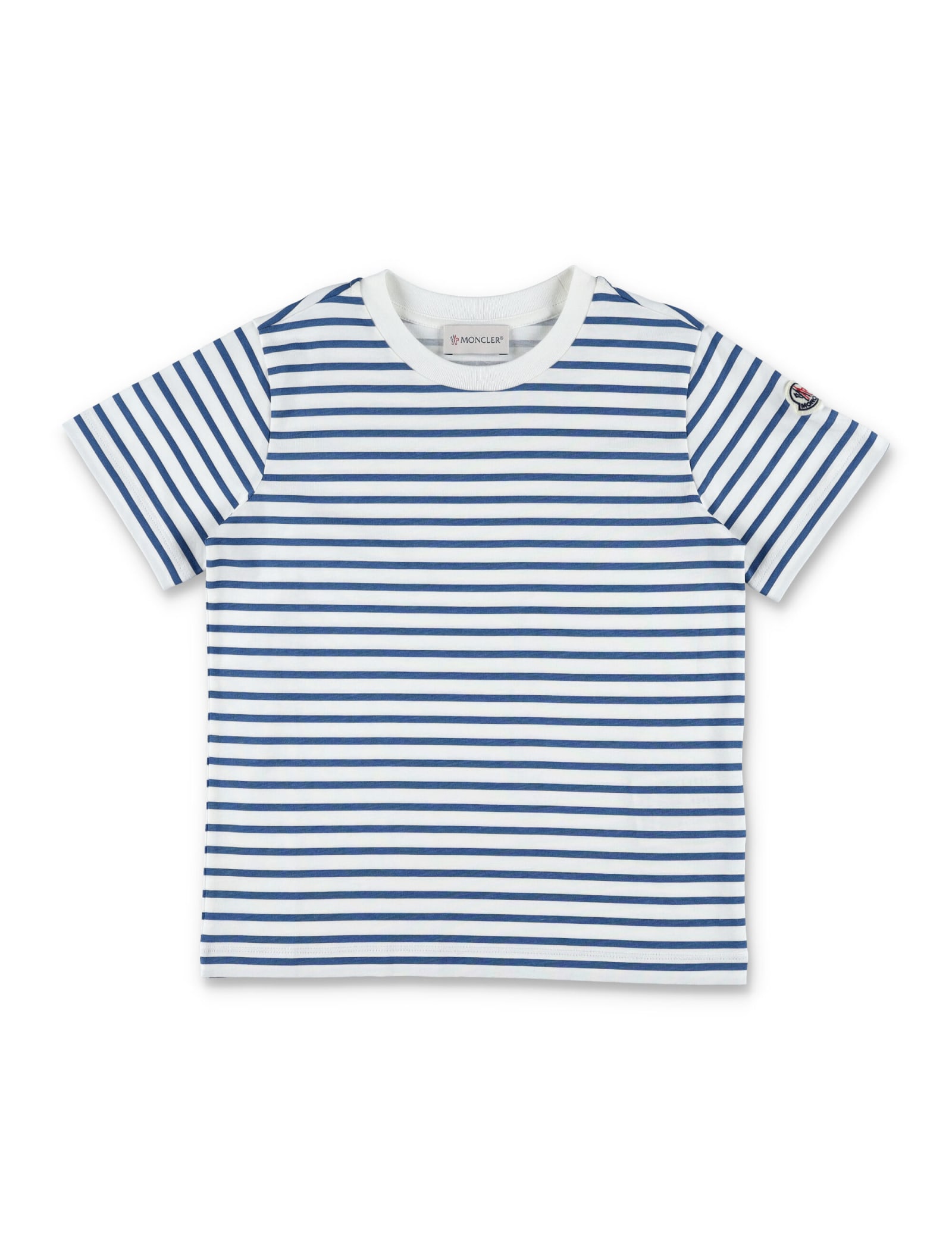 Moncler Kids' Striped T-shirt In Blue/white