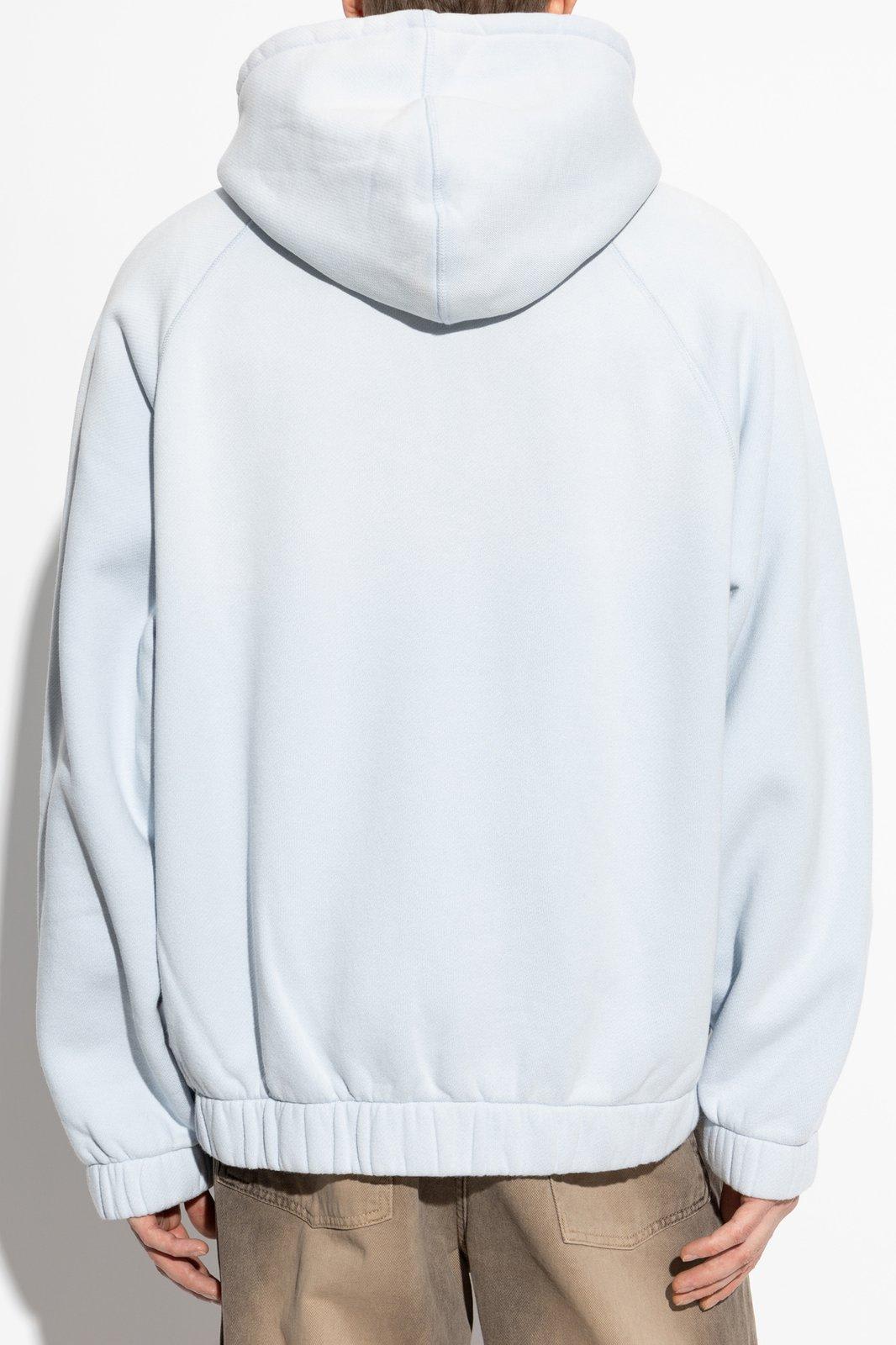 Misbhv Cotton Sweatshirt In Light Blue With Zip Fastening