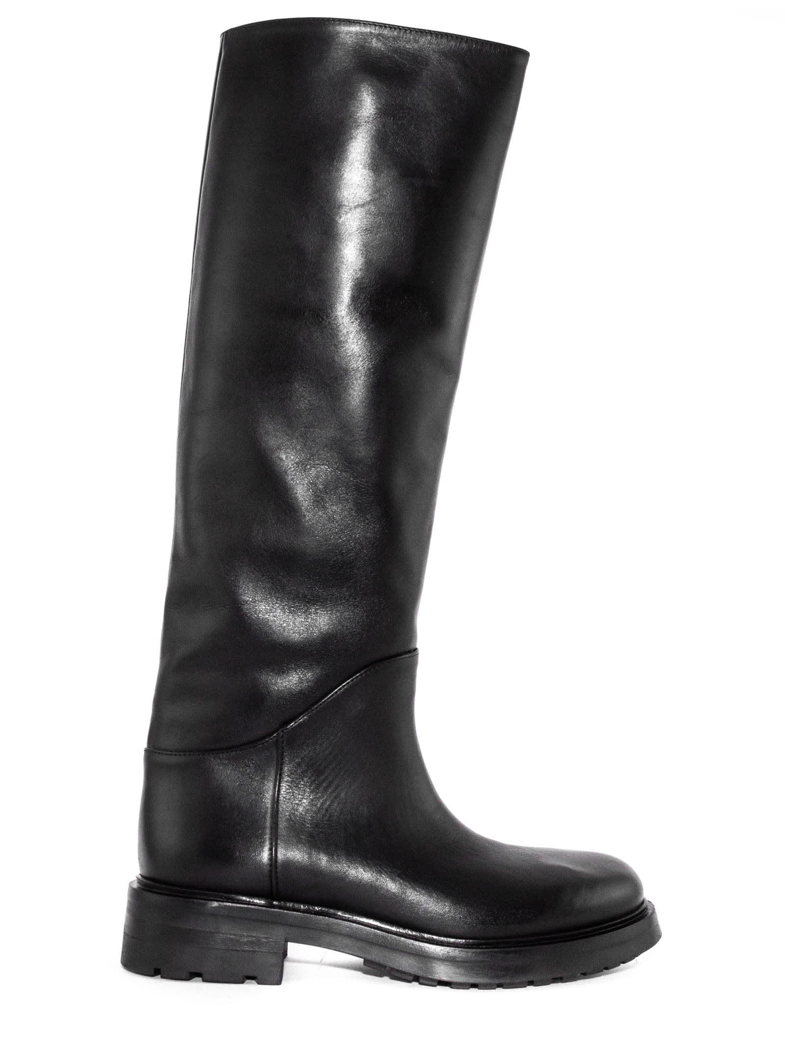 Black Leather High Boots