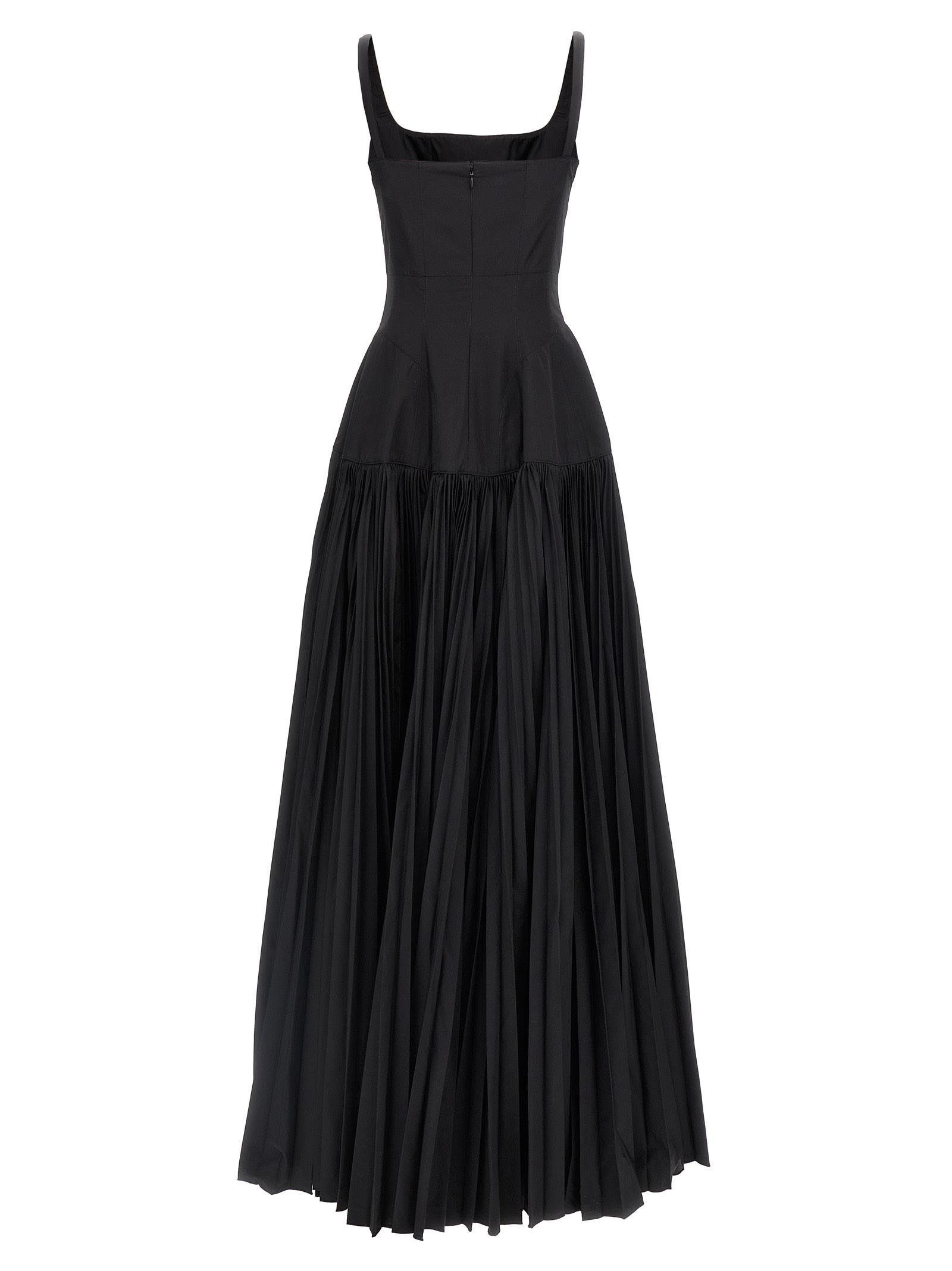 Giovanni Bedin Long Dress With Wide Pleated Skirt In Black