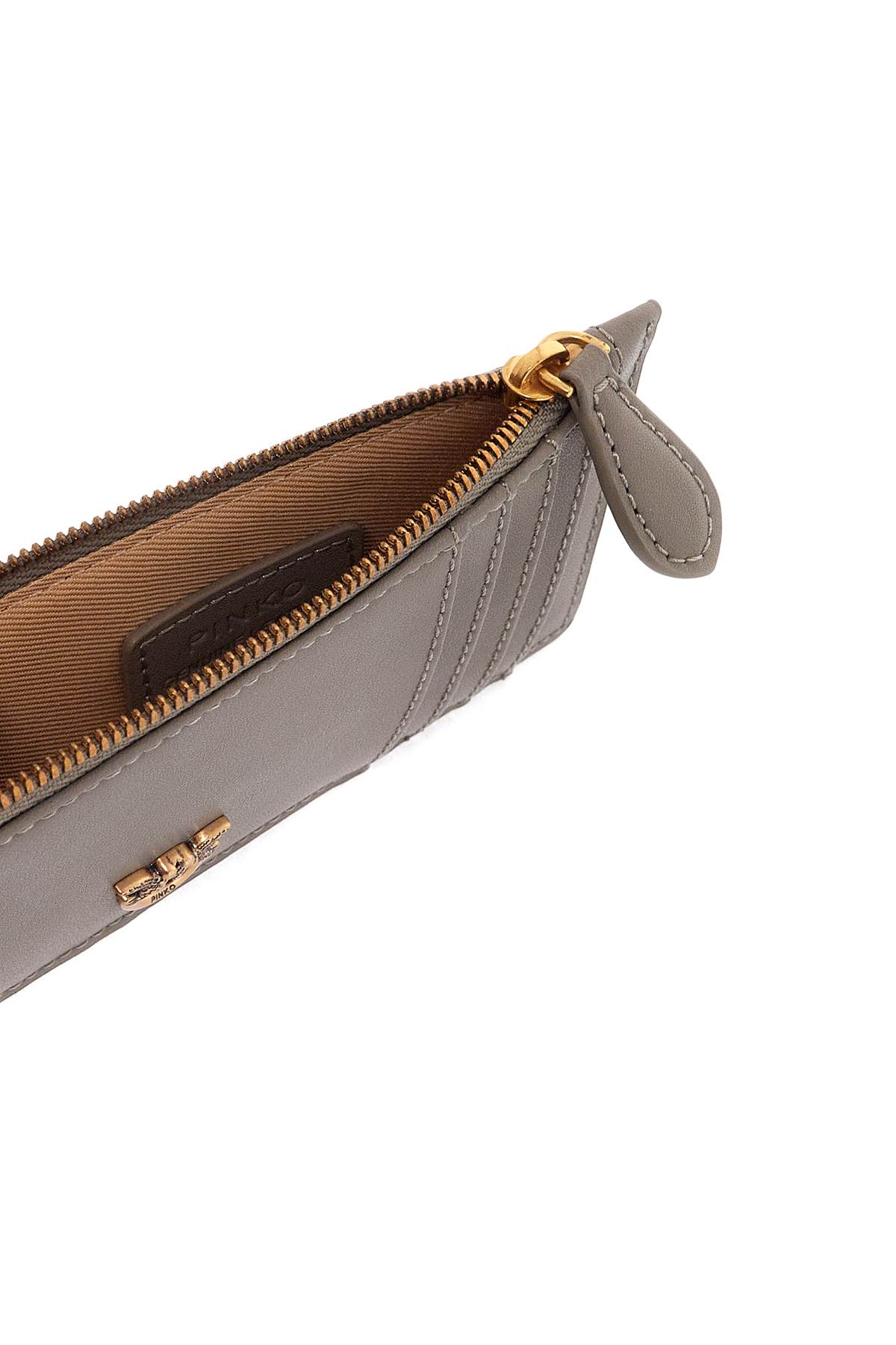 Pinko Love Birds Diamond Card Holder In Brown