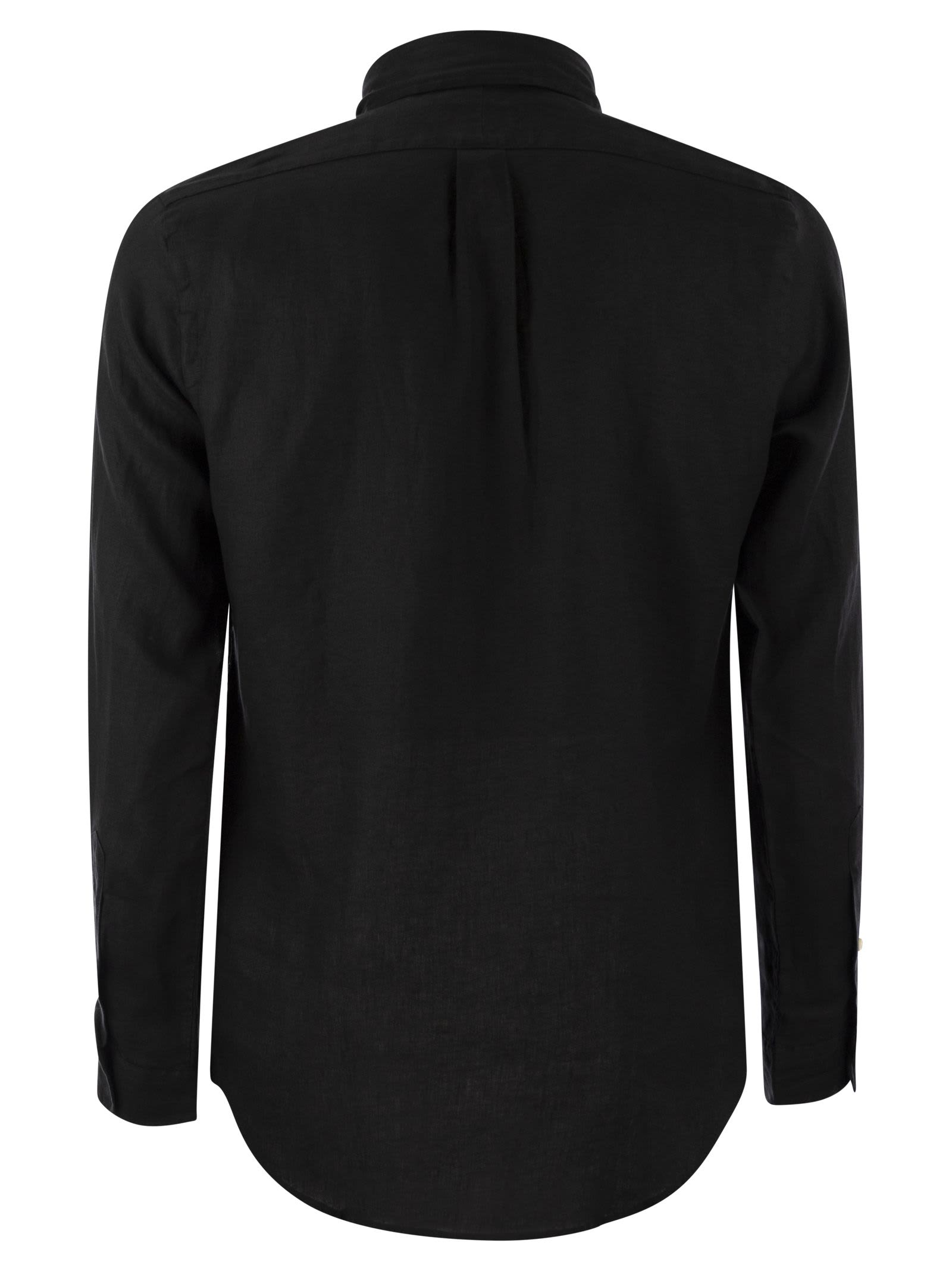 Polo Ralph Lauren Black Shirt With Button-down Collar And Pony Embroidery On The Front In Black
