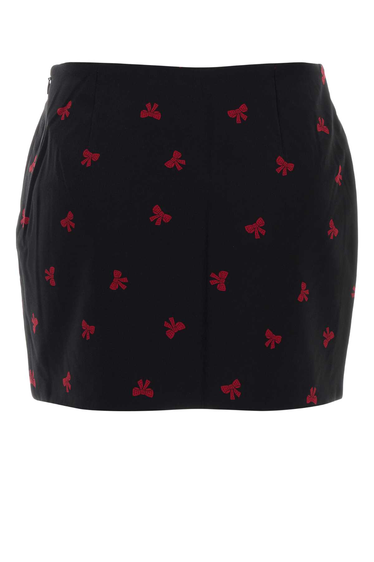 Alessandra Rich Printed Silk Mini Skirt In Black
