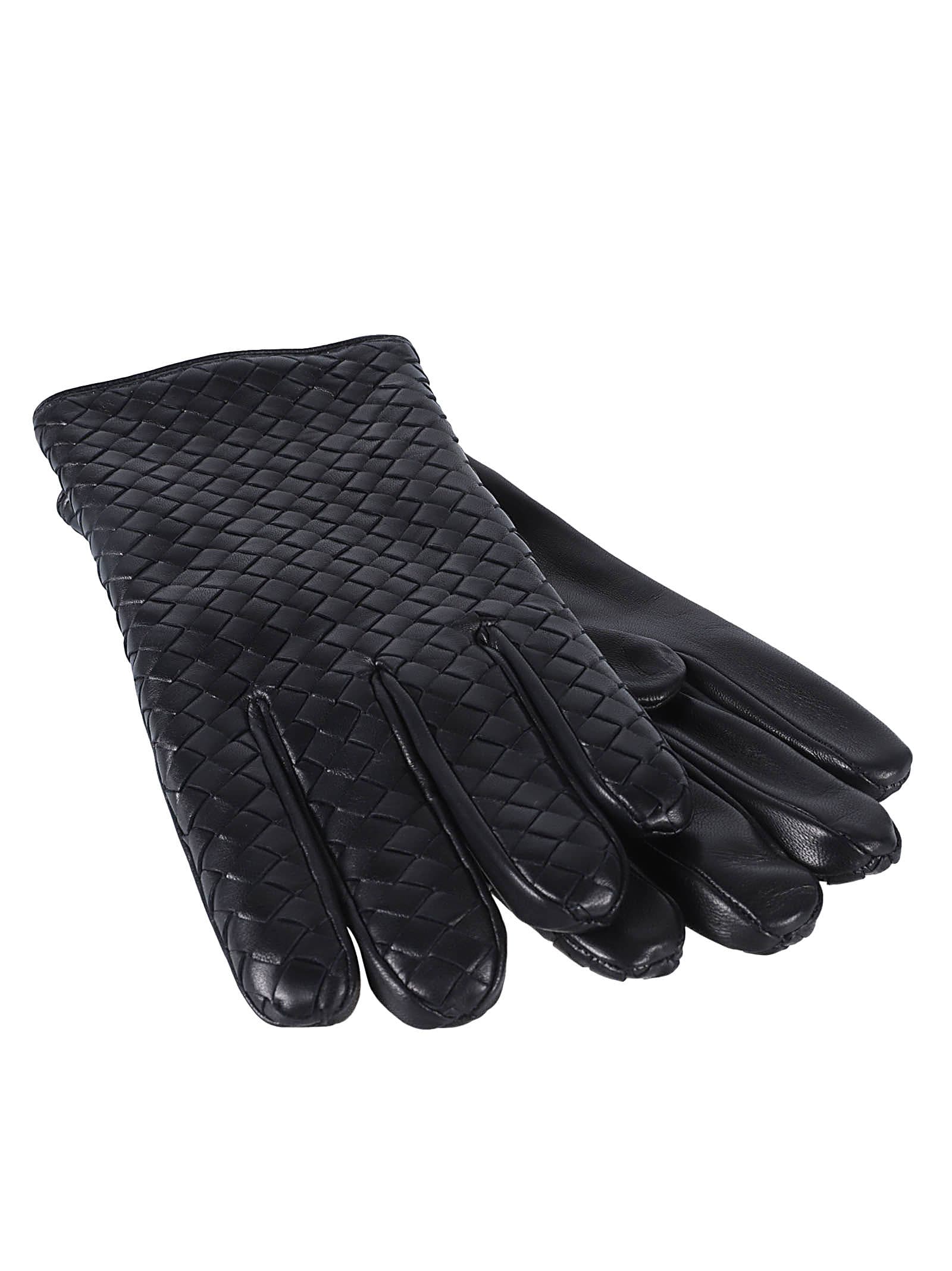 Gloves With Intreccio Motif In Smooth Leather